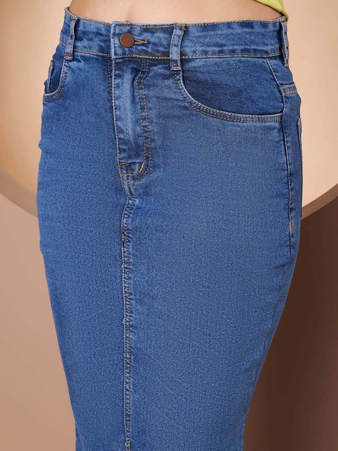 AngelFab Light Blue Denim Women's Straight Skirts ( Pack of 1 )     			AngelFab Light Blue Denim Women's Straight Skirts ( Pack of 1 )