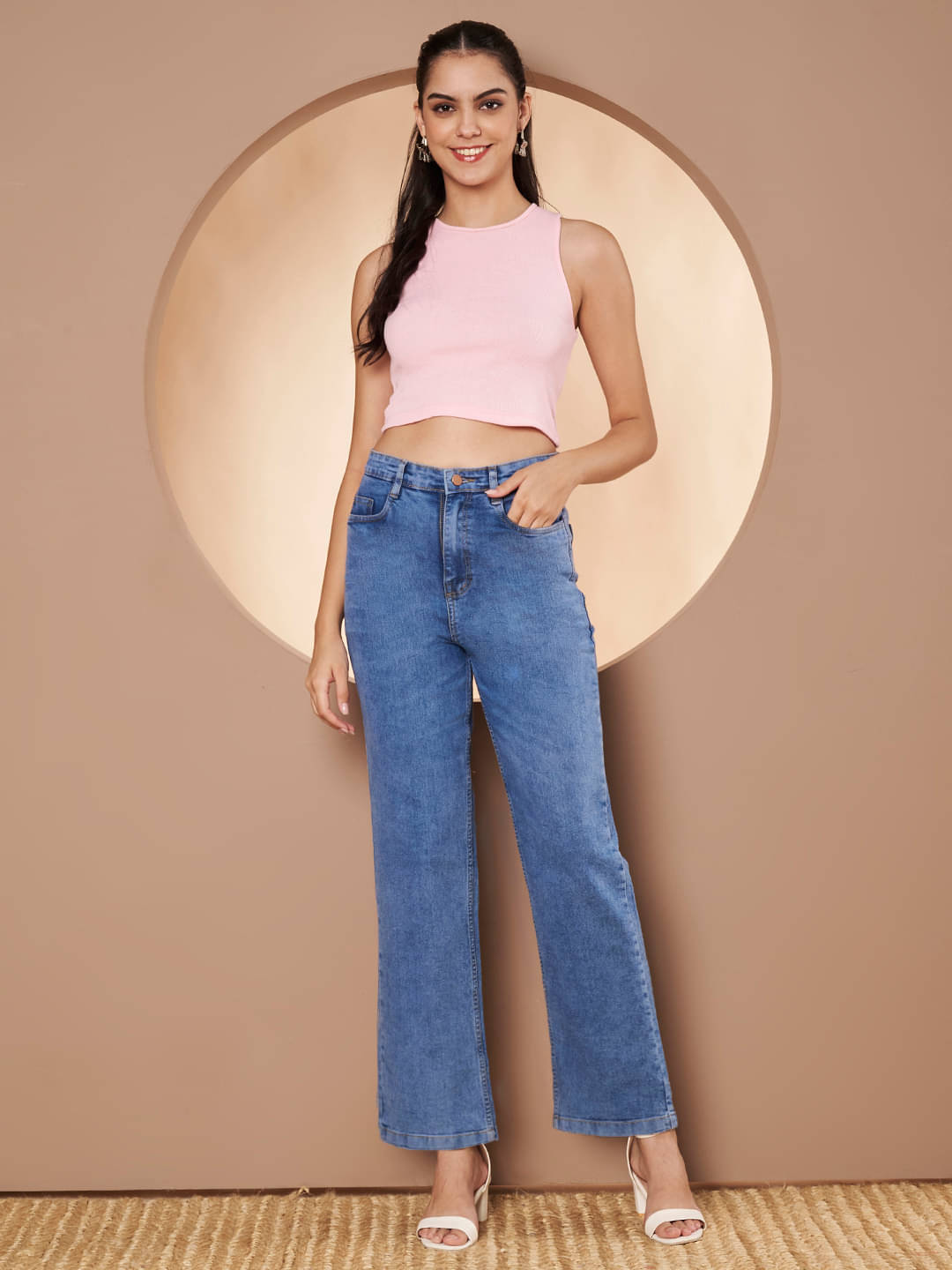     			AngelFab Women's Regular Fit High-Rise Jeans ( Light Blue )