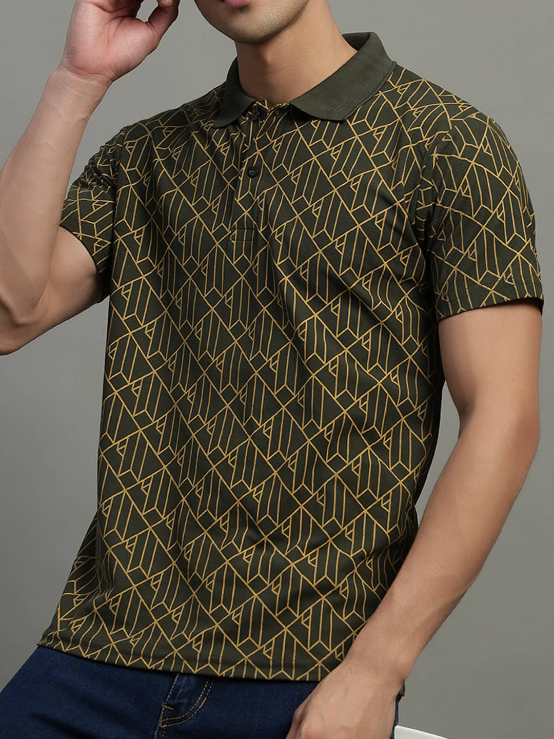 BLISS BOYS Men Polyester Regular Fit Printed Polo T Shirt ( Green ) BLISS BOYS Men Polyester Regular Fit Printed Polo T Shirt ( Green )