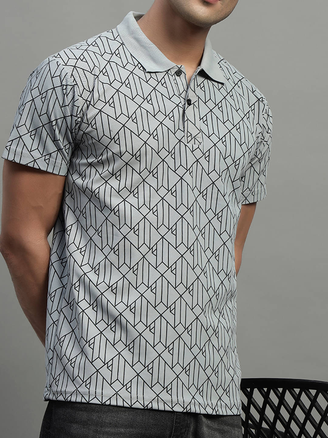     			BLISS BOYS Men Polyester Regular Fit Printed Polo T Shirt ( Grey )
