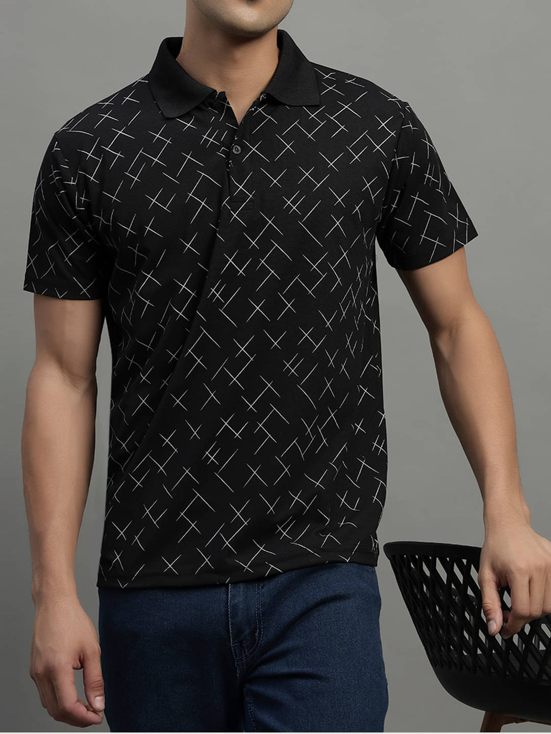 BLISS BOYS Men Polyester Regular Fit Printed Polo T Shirt ( Black ) BLISS BOYS Men Polyester Regular Fit Printed Polo T Shirt ( Black )