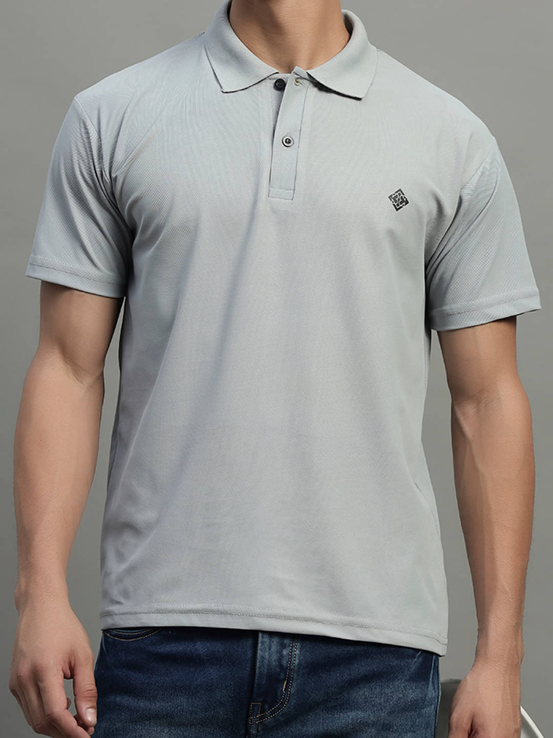     			BLISS BOYS Men Polyester Regular Fit Solid Polo T Shirt ( Grey )