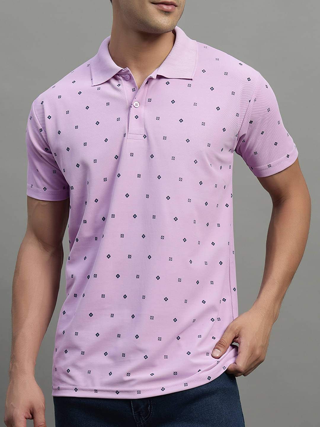     			BLISS BOYS Men Polyester Regular Fit Printed Polo T Shirt ( Purple )