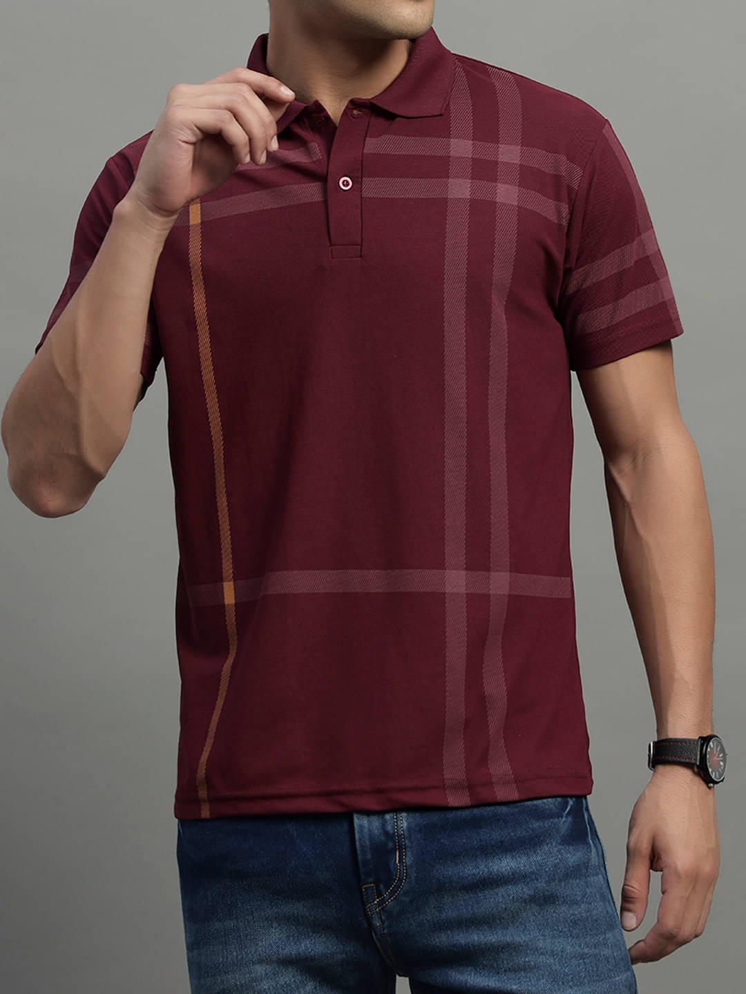     			BLISS BOYS Men Polyester Regular Fit Printed Polo T Shirt ( Maroon )