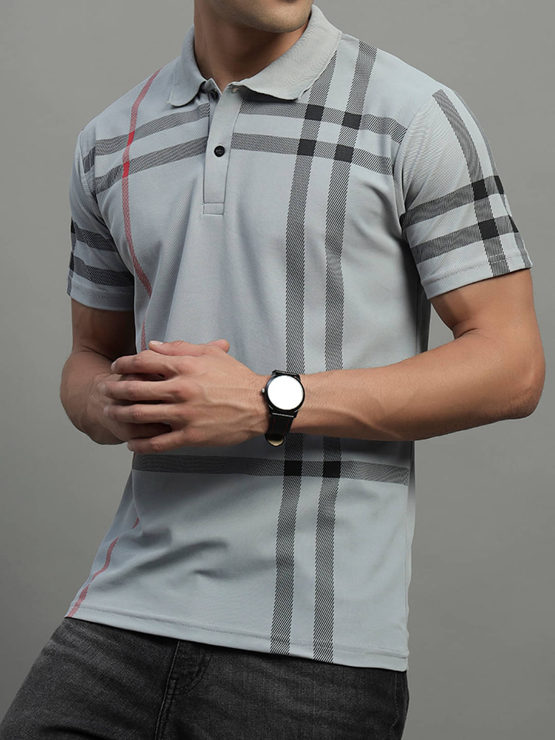     			BLISS BOYS Men Polyester Regular Fit Printed Polo T Shirt ( Grey )