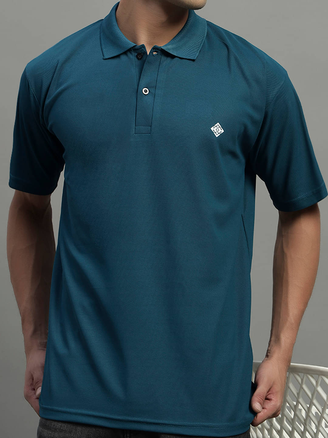     			BLISS BOYS Men Polyester Regular Fit Solid Polo T Shirt ( Teal Blue )