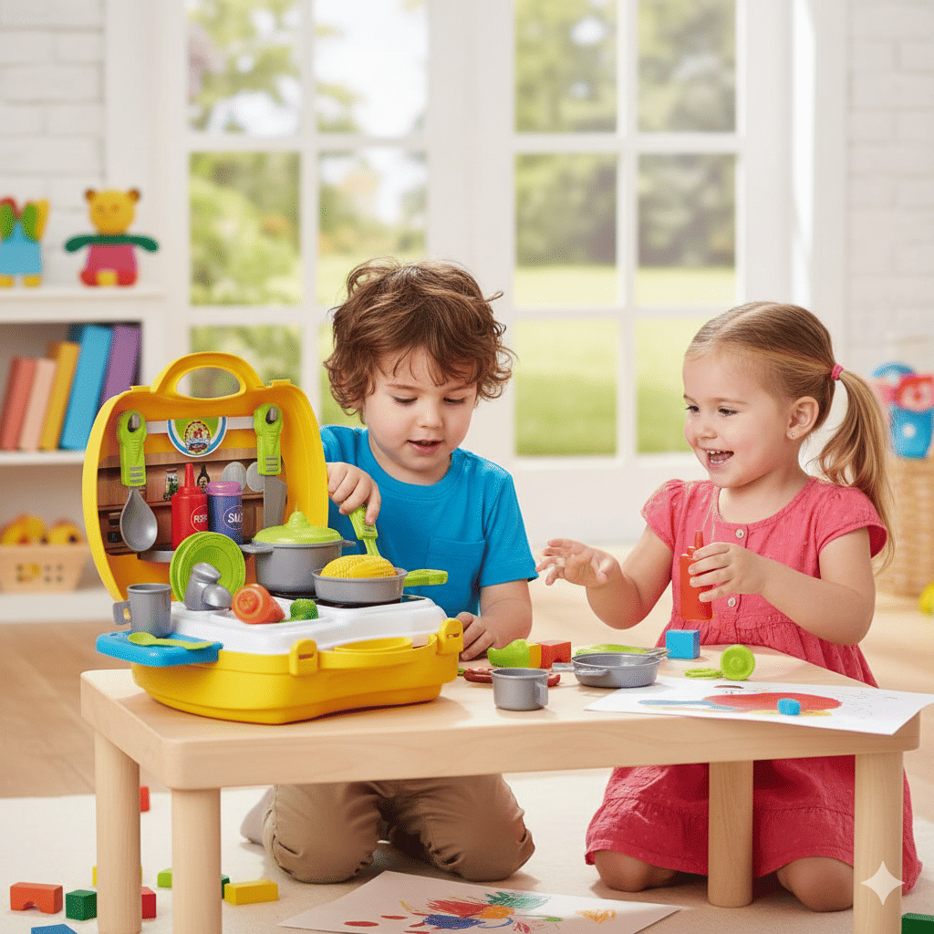     			Chef's Home Kitchen Suitcase Playset -28 Pieces | Compact Kitchen-In-A-Suitcase | Tools Sized For Small Hands | Enhances Role play, Creativity & Communication Skills