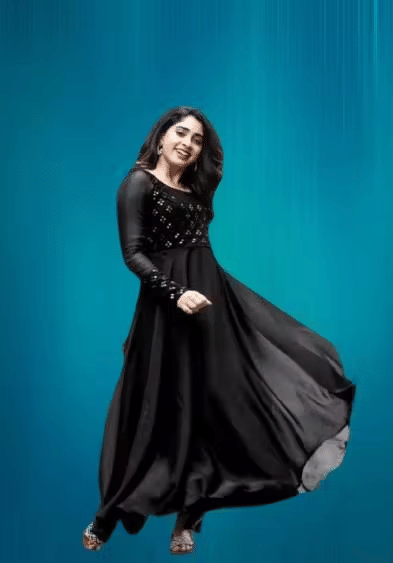 DEEP STITCHING Women Georgette Anarkali Stitched Ethnic Gown ( Black ) DEEP STITCHING Women Georgette Anarkali Stitched Ethnic Gown ( Black )