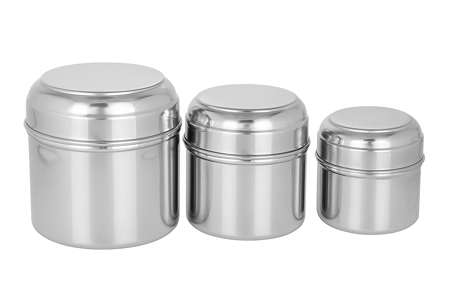 Dynore 3 Pcs Bullet Dabba Steel Silver Utility Container ( Set of 3 ) Dynore 3 Pcs Bullet Dabba Steel Silver Utility Container ( Set of 3 )