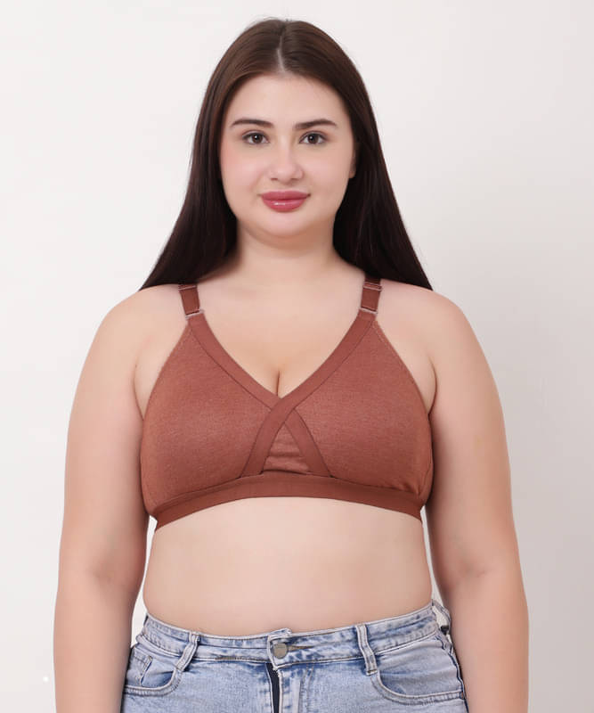     			Esoroucha Pack of 1 Cotton Non Padded Minimizer Bra For Women ( Brown )