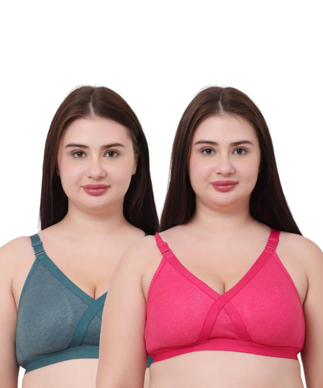     			Esoroucha Pack of 2 Cotton Non Padded Minimizer Bra For Women ( Multicolor 3 )