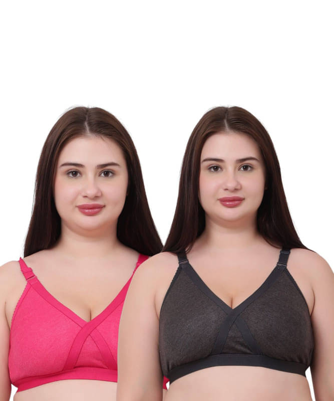     			Esoroucha Pack of 2 Cotton Non Padded Minimizer Bra For Women ( Multicolor 5 )