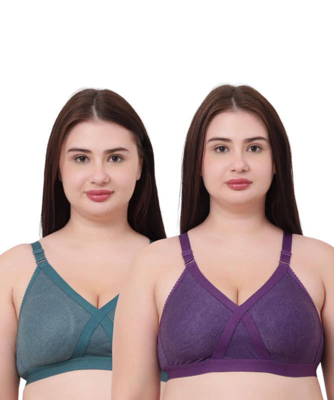     			Esoroucha Pack of 2 Cotton Non Padded Minimizer Bra For Women ( Multicolor 2 )