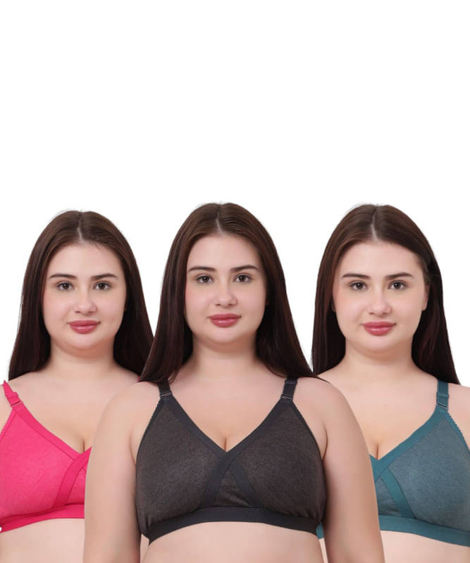 Esoroucha Pack of 3 Cotton Non Padded Minimizer Bra For Women ( Multicolor 6 ) Esoroucha Pack of 3 Cotton Non Padded Minimizer Bra For Women ( Multicolor 6 )