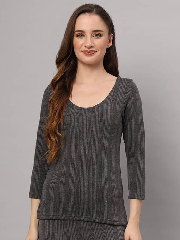     			Esoroucha Polycotton Thermal Tops ( Grey , Pack of 1 )