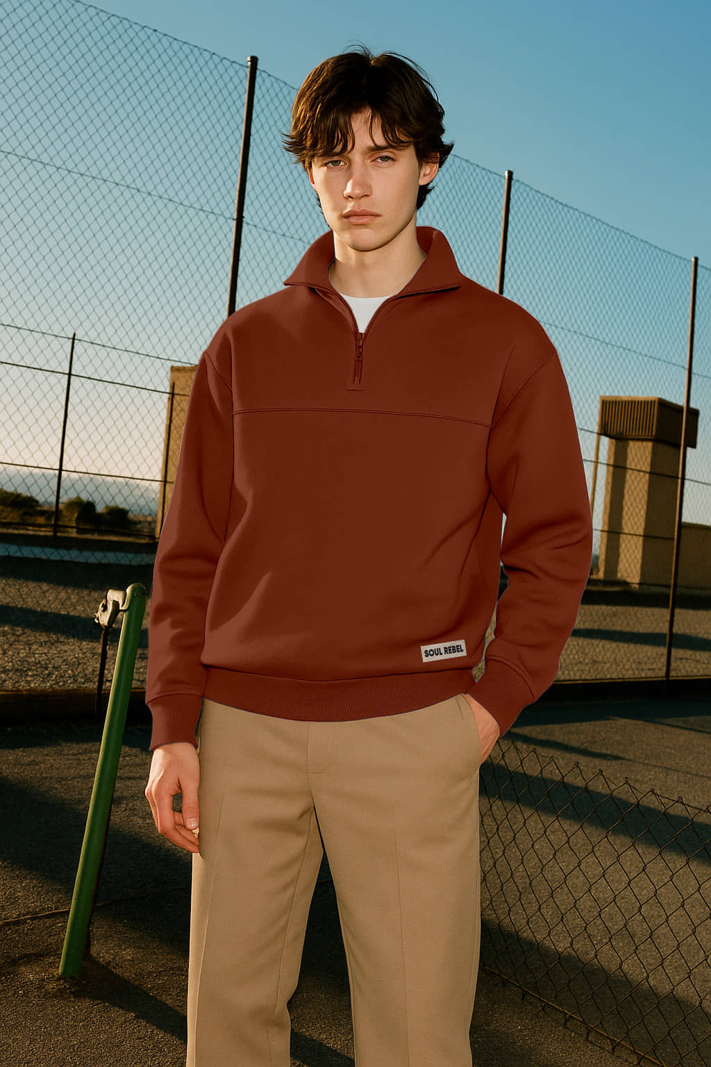 FTX Fleece High Neck Men's Sweatshirt - Rust ( Pack of 1 )