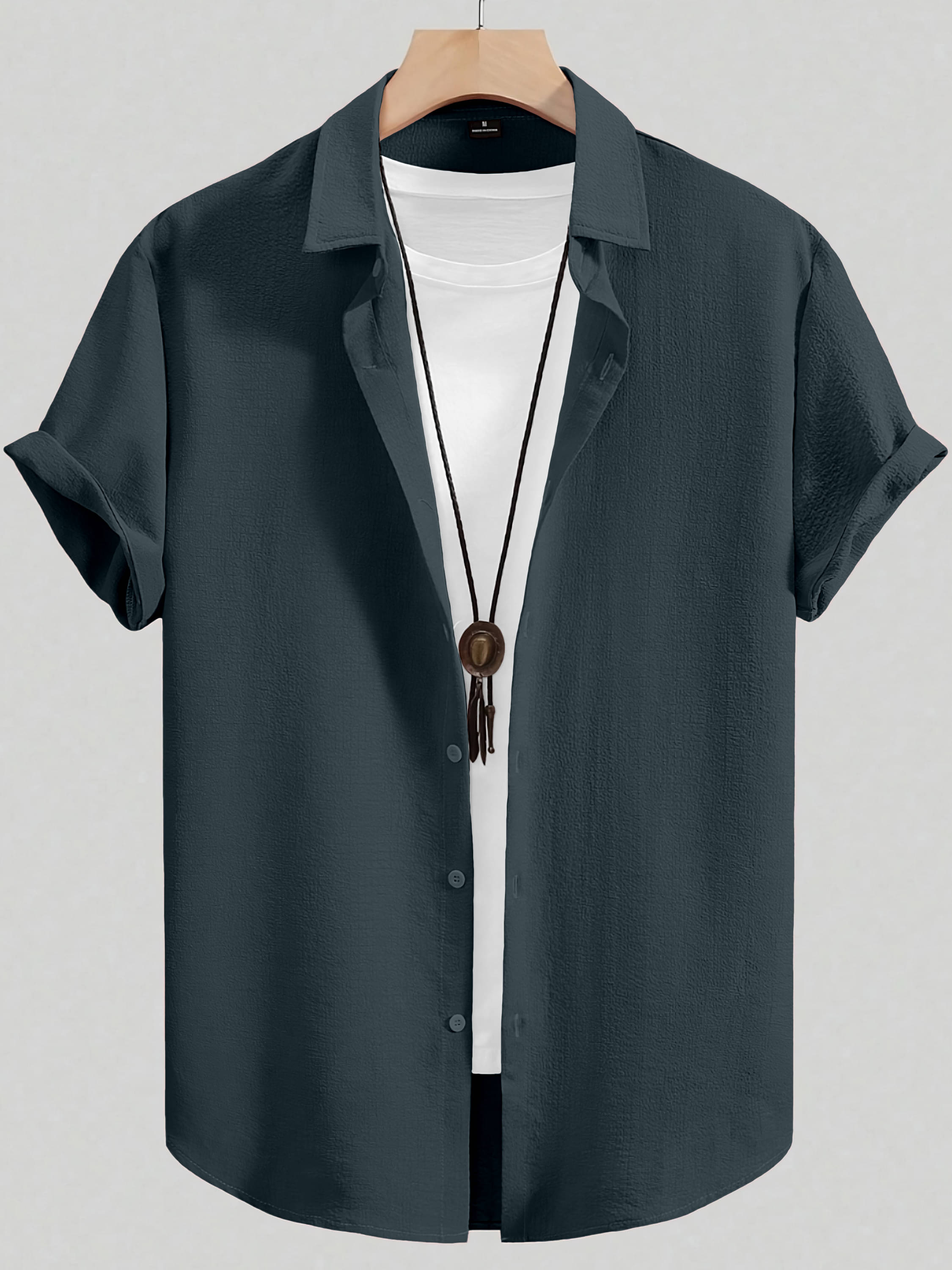     			KAKIDO Poly Cotton Regular Fit Self Design Half Sleeves Men's Casual Shirt - Grey ( Pack of 1 )