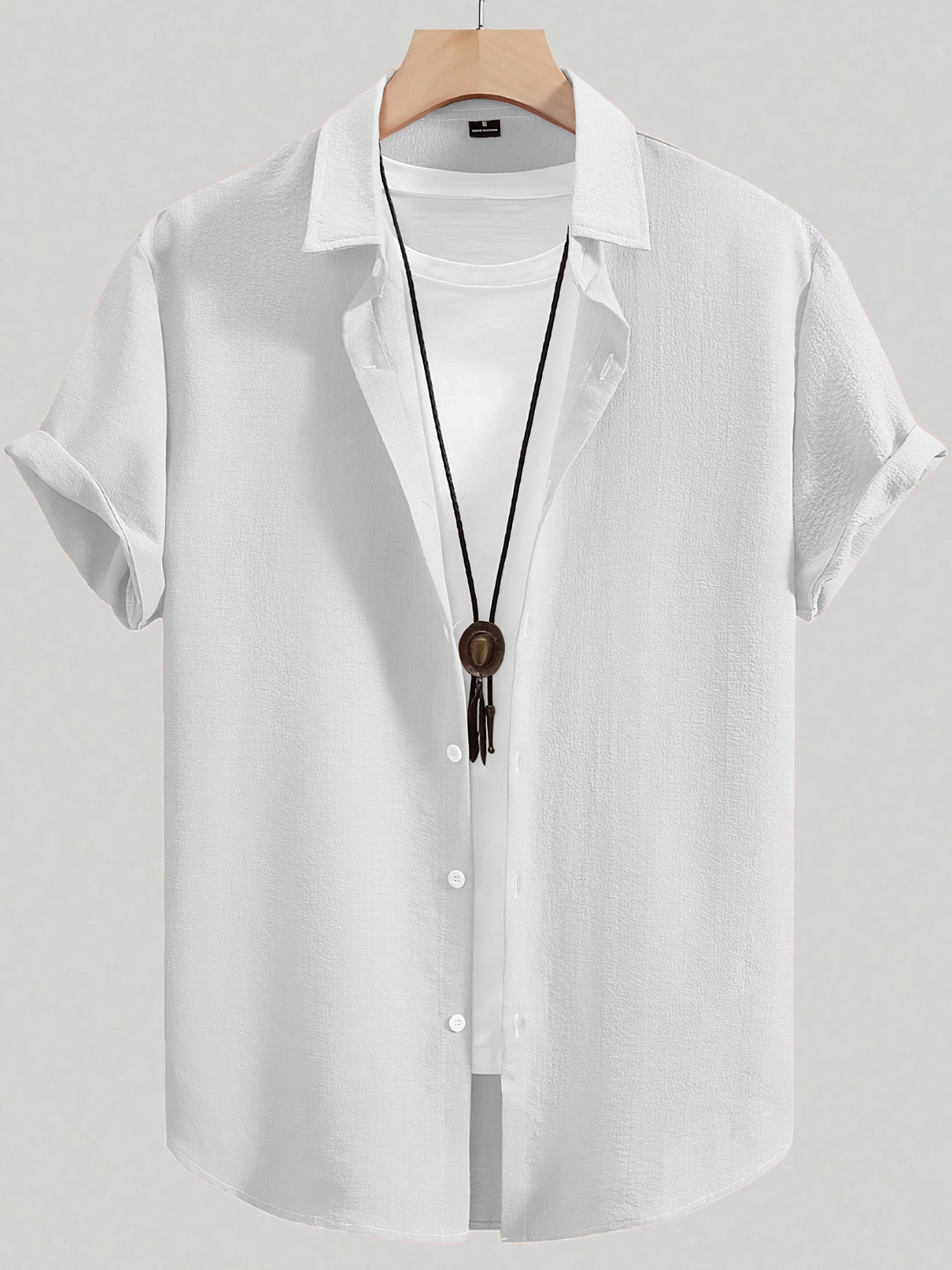     			KAKIDO Poly Cotton Regular Fit Self Design Half Sleeves Men's Casual Shirt - White ( Pack of 1 )