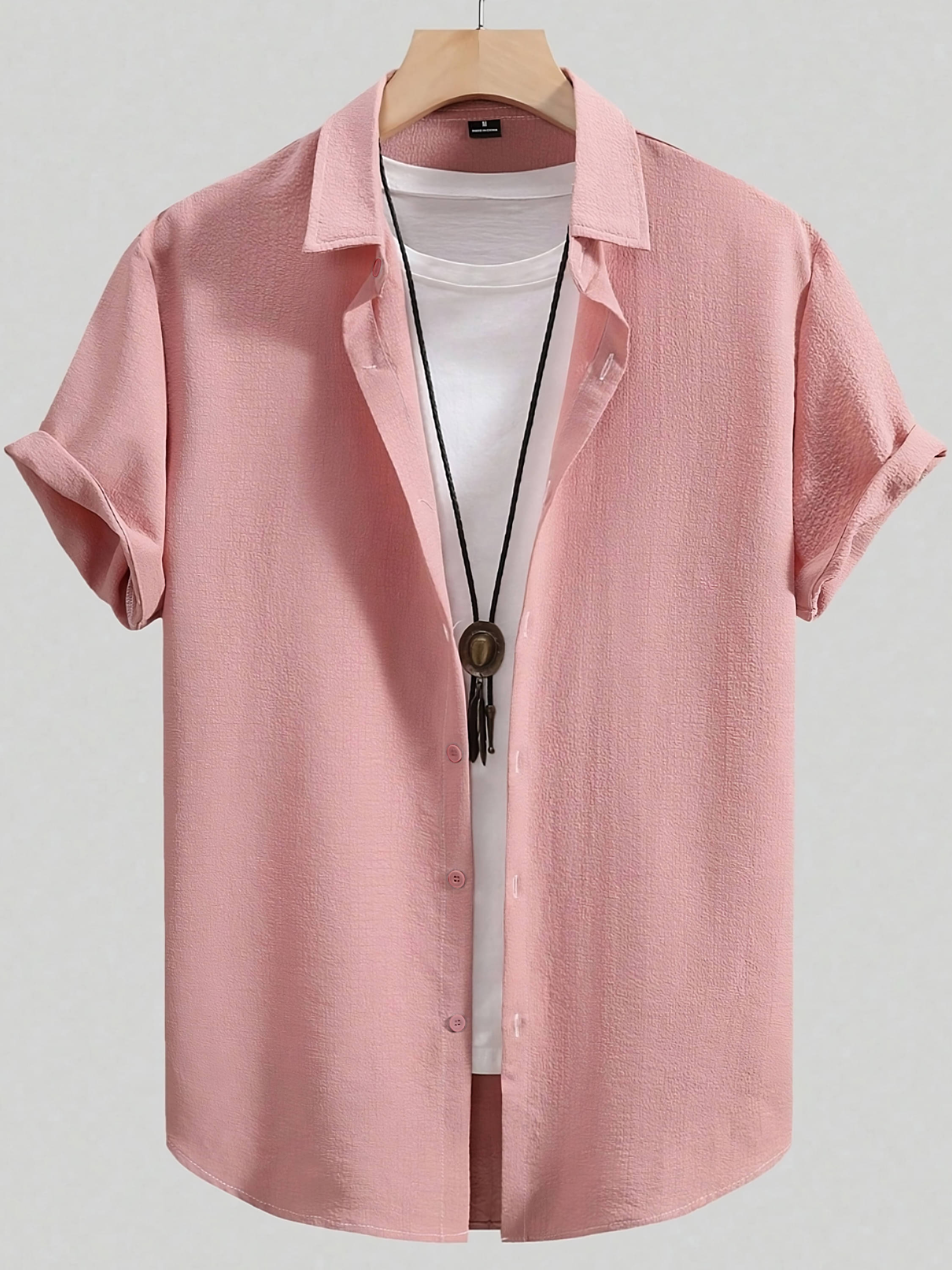     			KAKIDO Poly Cotton Regular Fit Self Design Half Sleeves Men's Casual Shirt - Peach ( Pack of 1 )