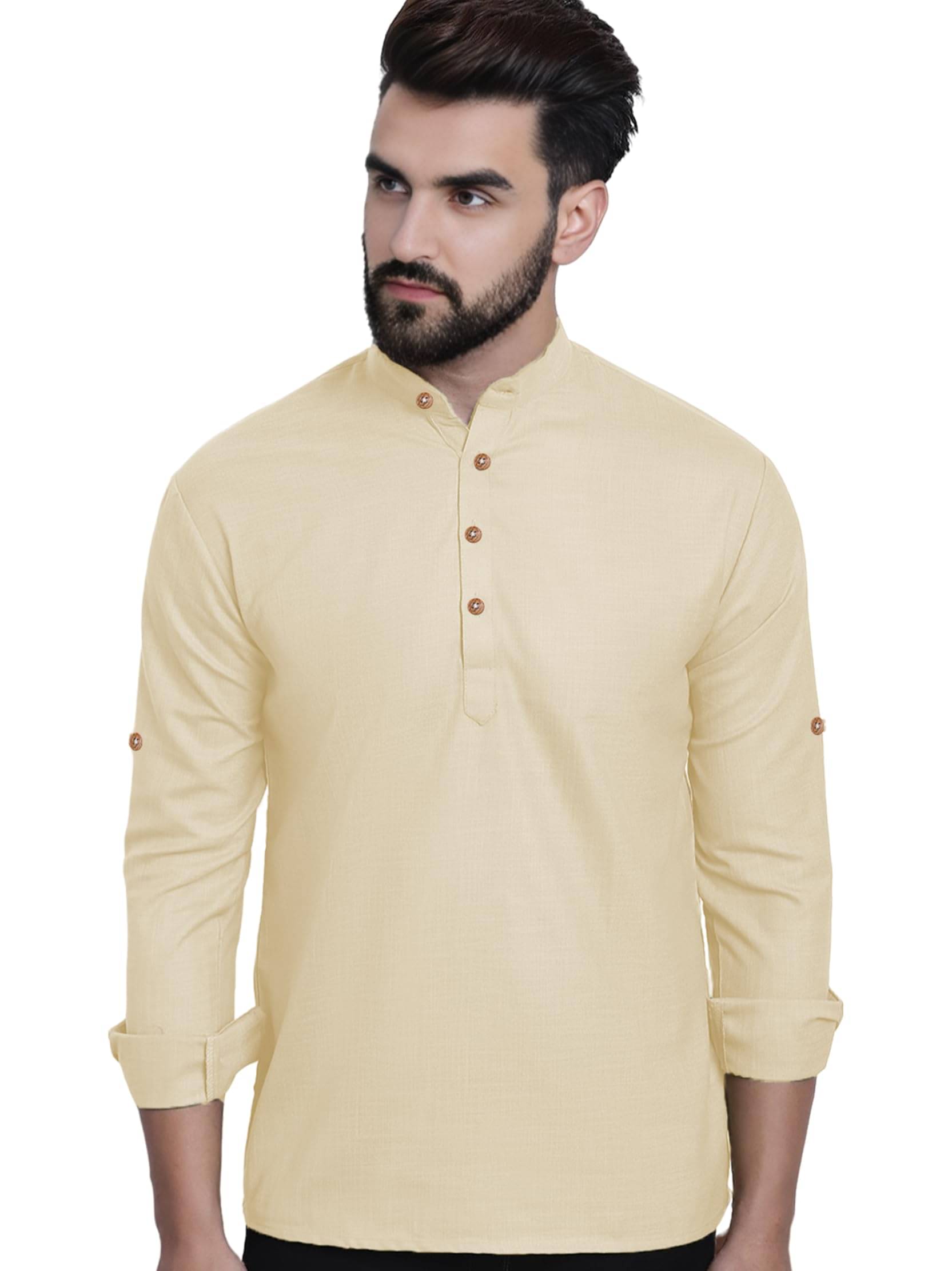     			LENIA Beige Blended Men's Regular Kurta ( Pack of 1 )