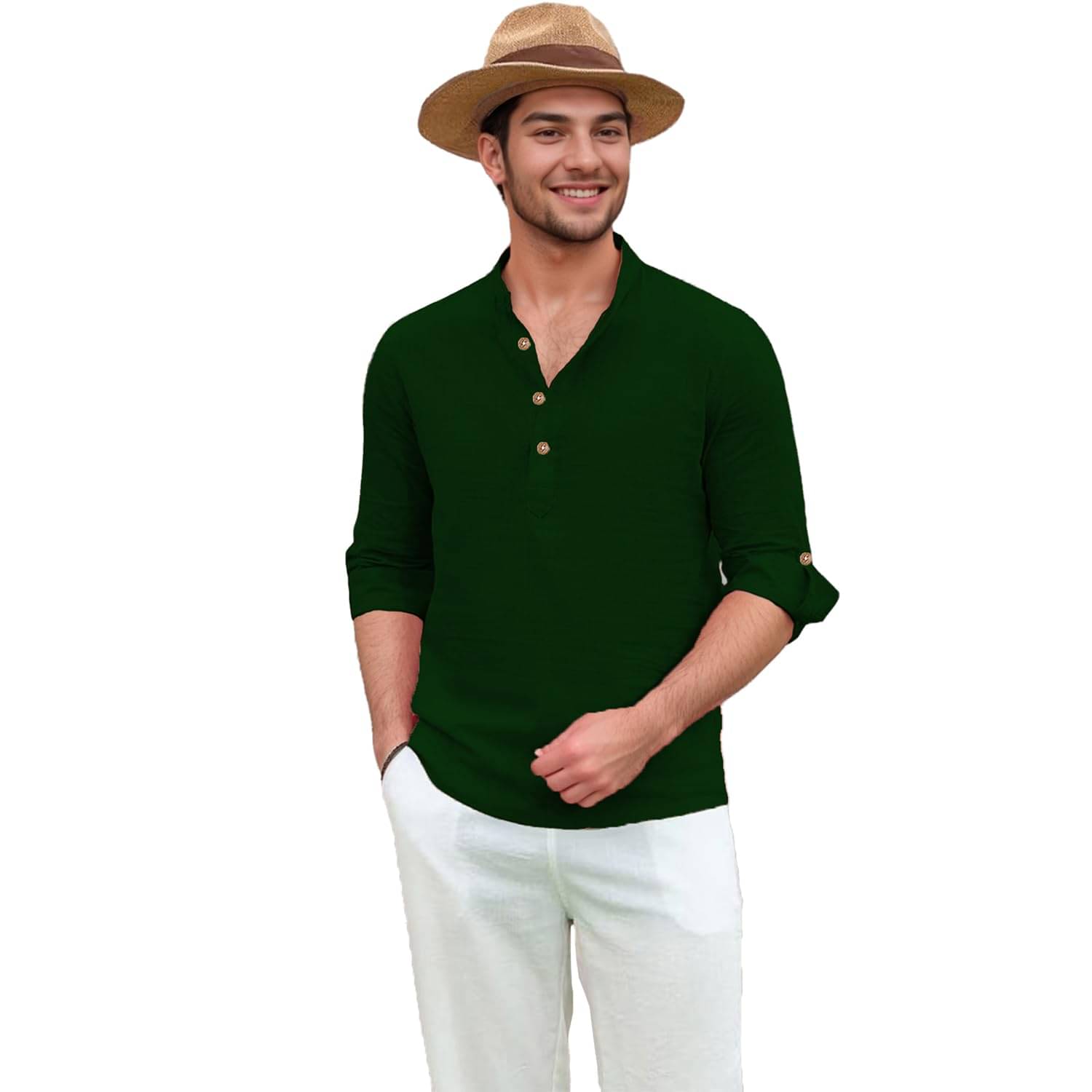 LENIA Green Blended Men's Regular Kurta ( Pack of 1 ) LENIA Green Blended Men's Regular Kurta ( Pack of 1 )
