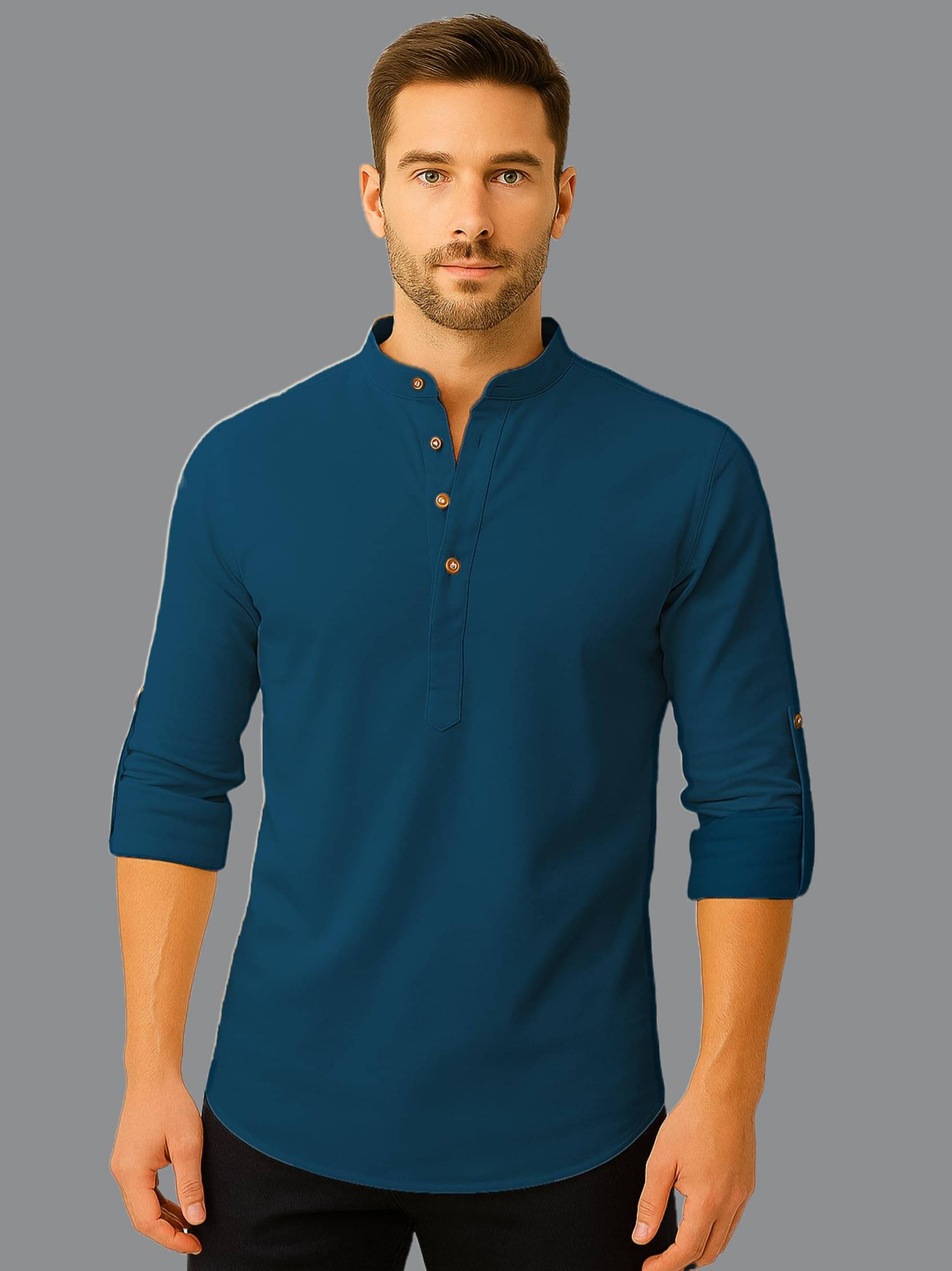     			LENIA Indigo Blended Men's Regular Kurta ( Pack of 1 )