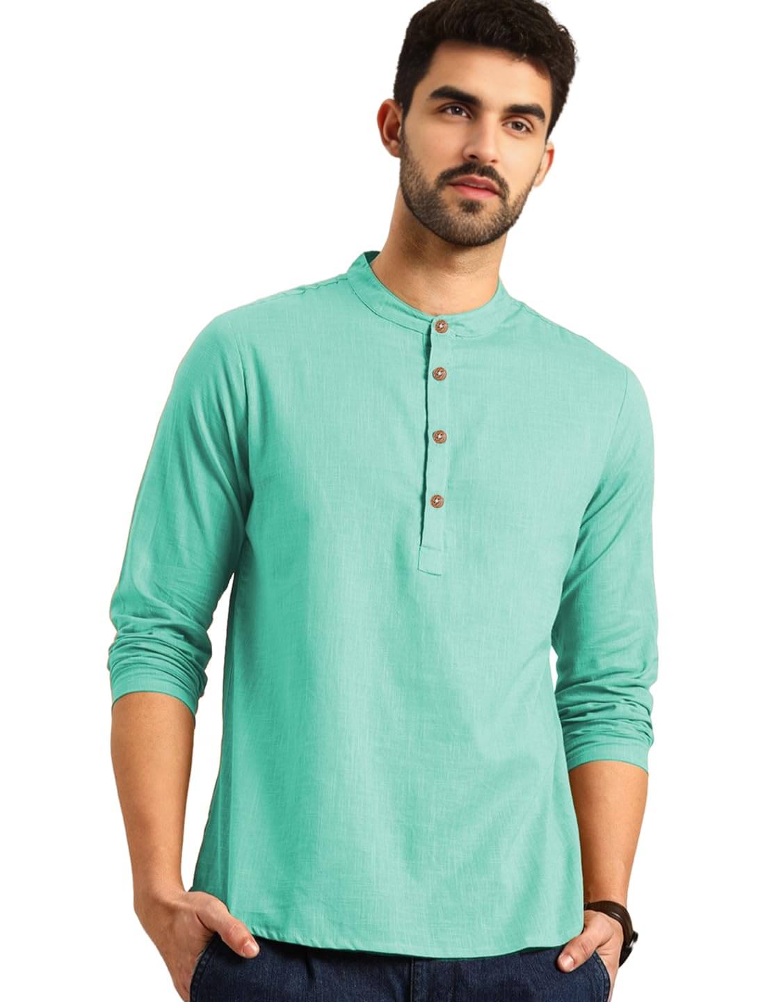     			LENIA Light Blue Blended Men's Regular Kurta ( Pack of 1 )