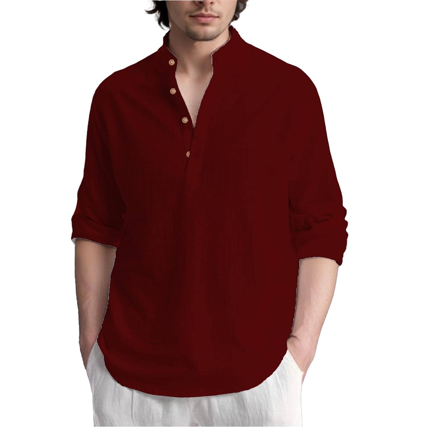     			LENIA Maroon Blended Men's Regular Kurta ( Pack of 1 )