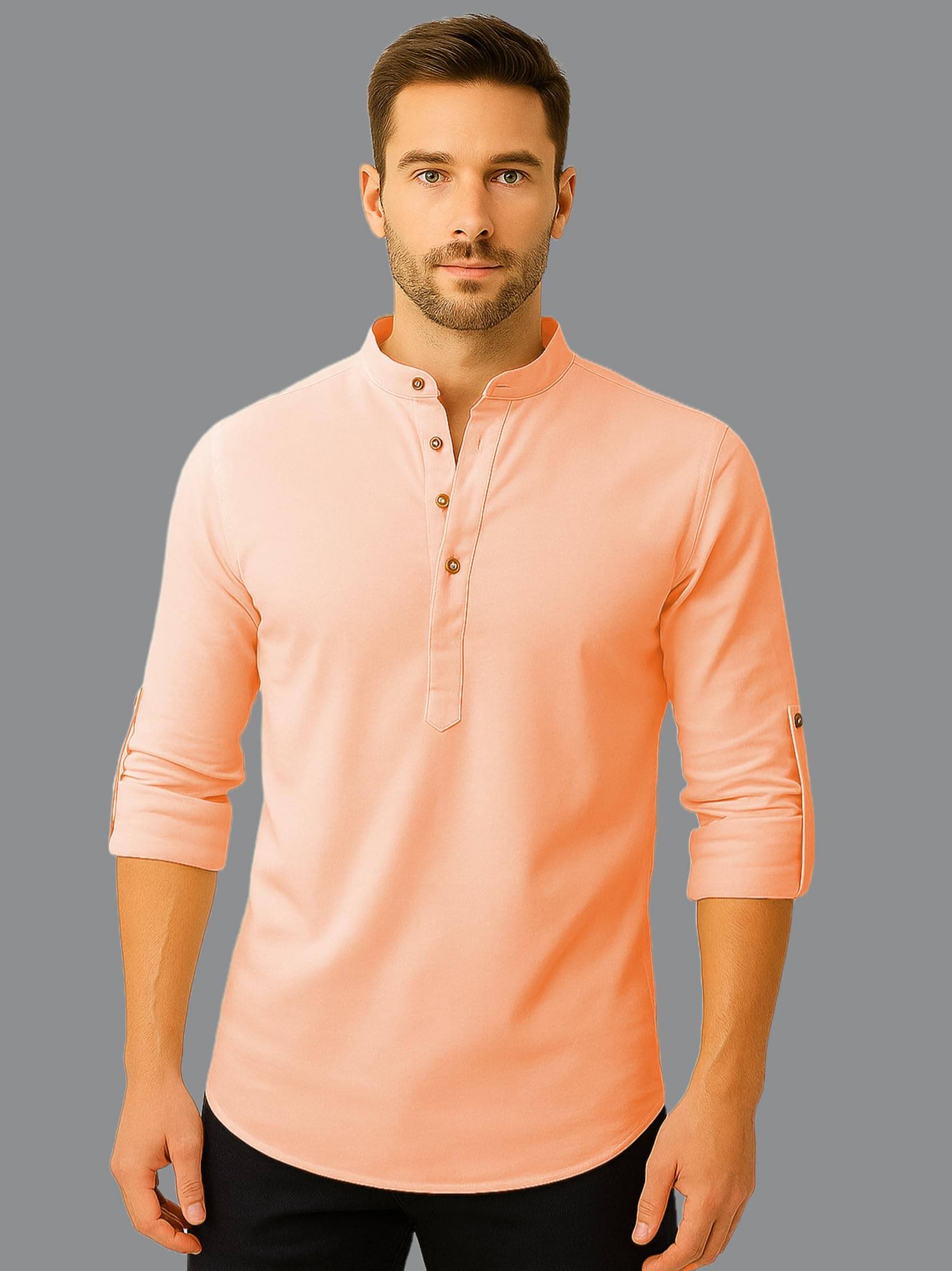     			LENIA Orange Blended Men's Regular Kurta ( Pack of 1 )