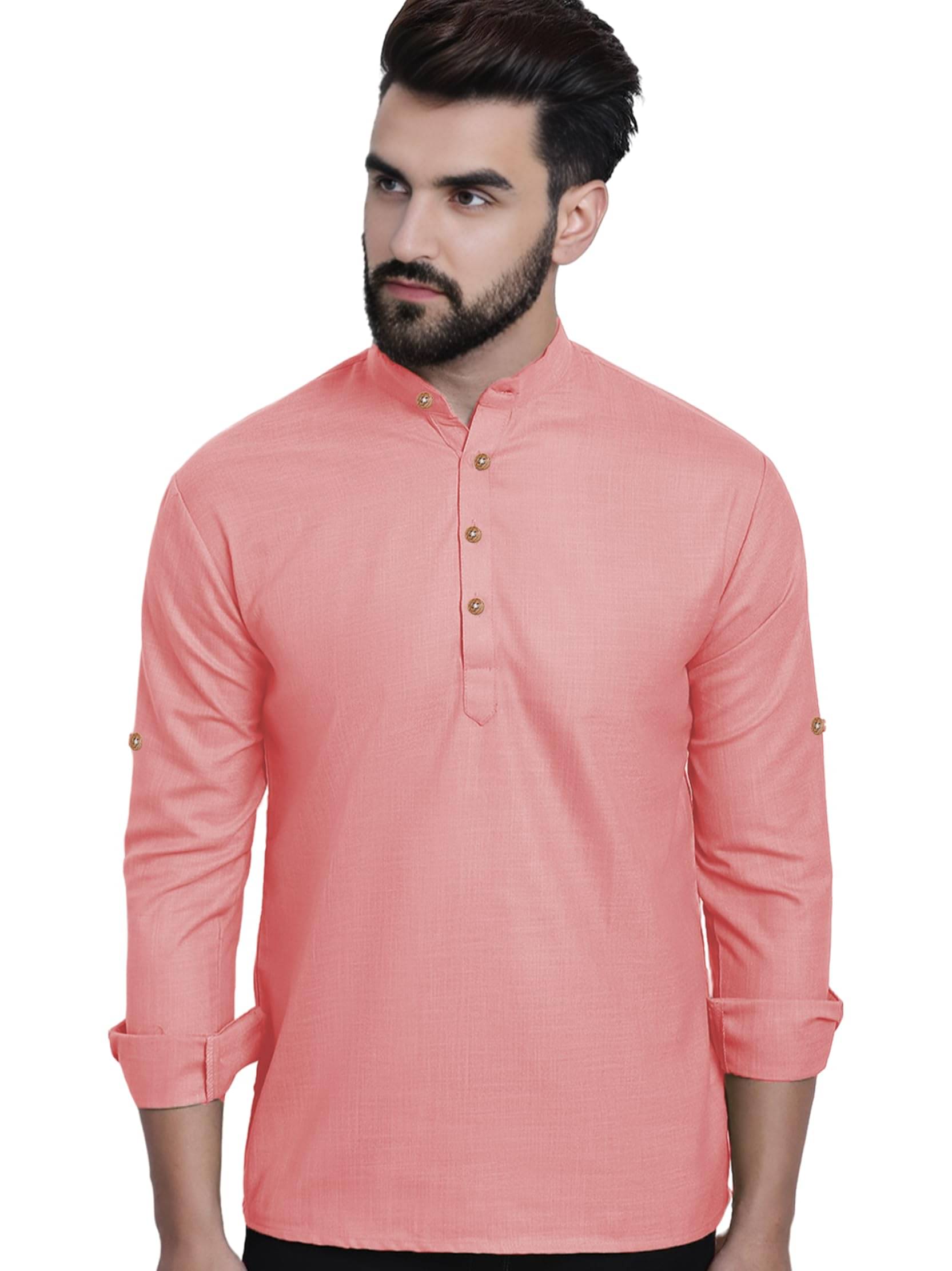     			LENIA Peach Blended Men's Regular Kurta ( Pack of 1 )