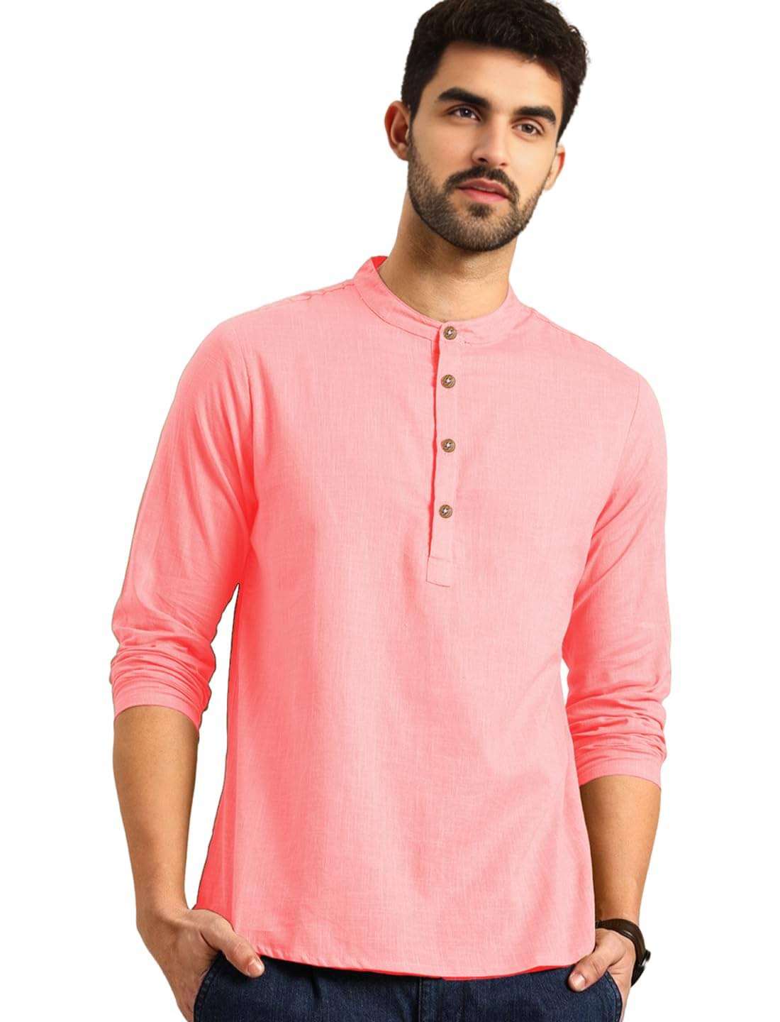     			LENIA Peach Blended Men's Regular Kurta ( Pack of 1 )