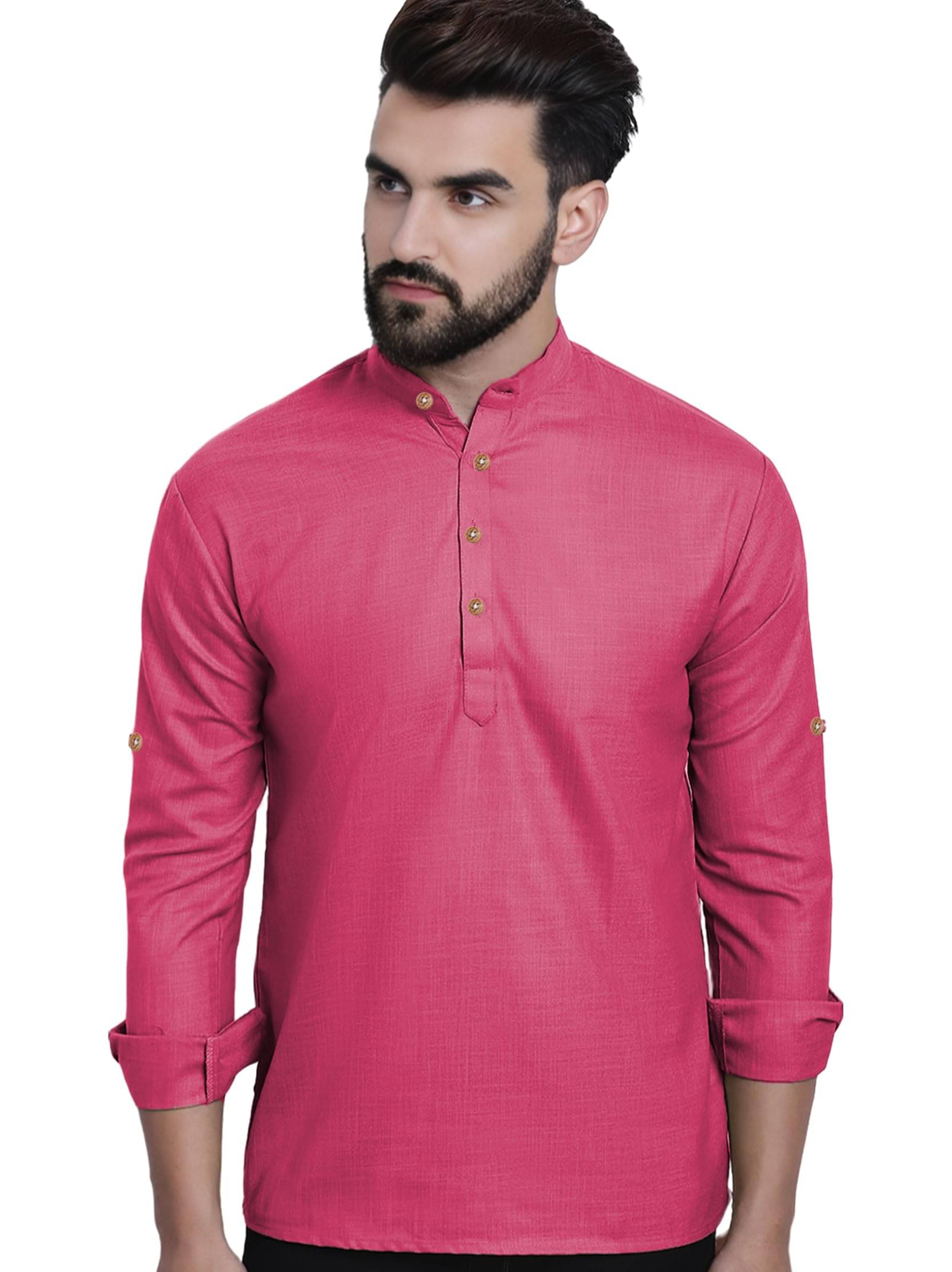     			LENIA Pink Blended Men's Regular Kurta ( Pack of 1 )