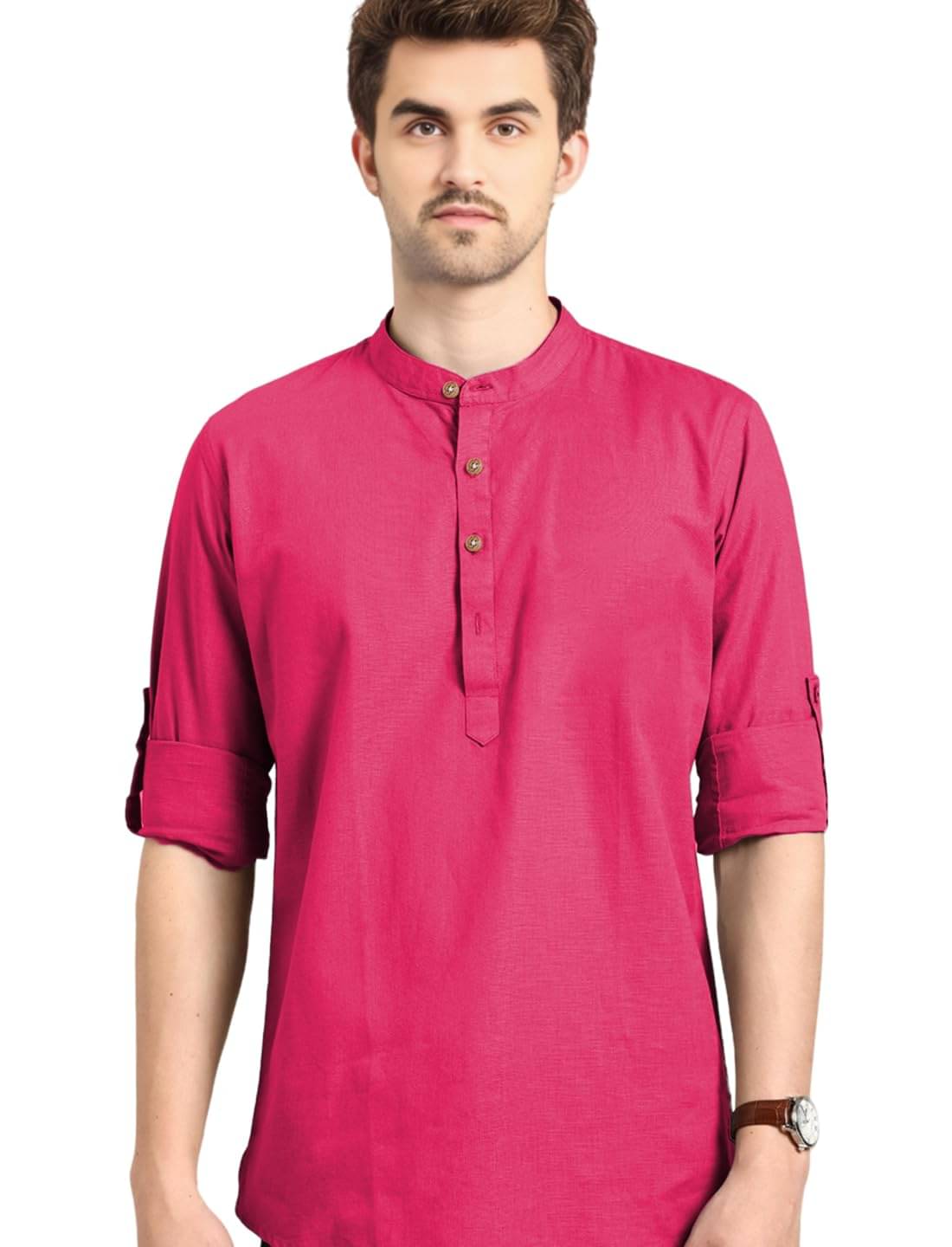     			LENIA Pink Blended Men's Regular Kurta ( Pack of 1 )