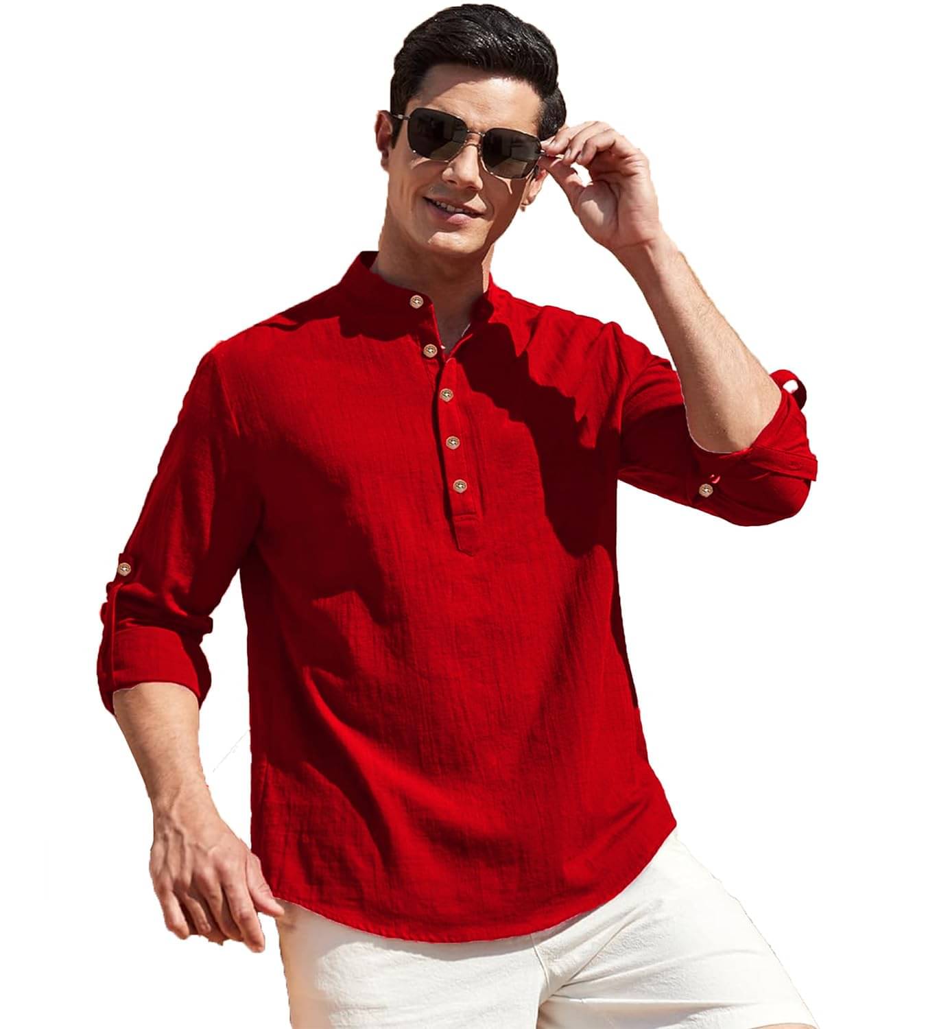     			LENIA Red Blended Men's Regular Kurta ( Pack of 1 )