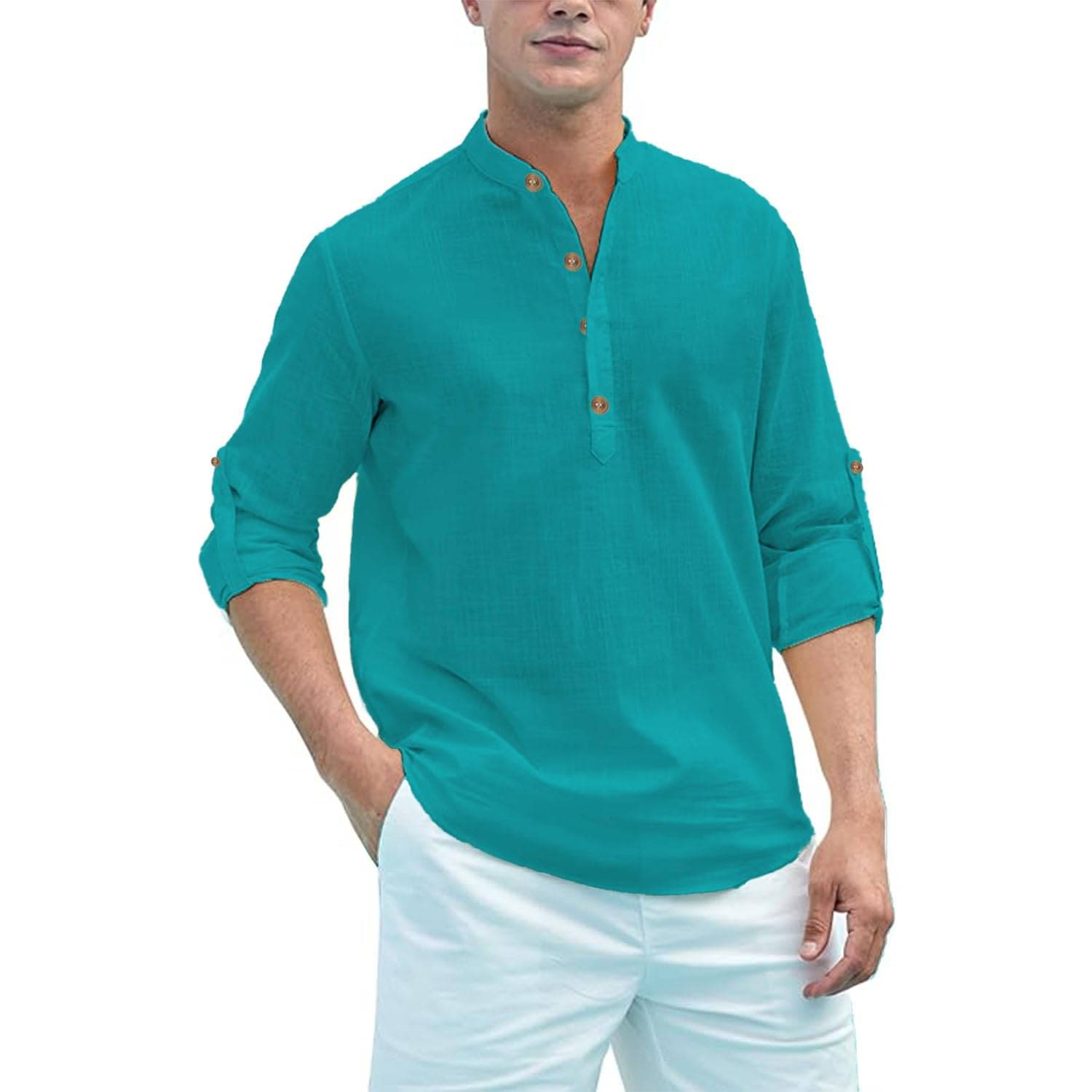     			LENIA Turquoise Blended Men's Regular Kurta ( Pack of 1 )