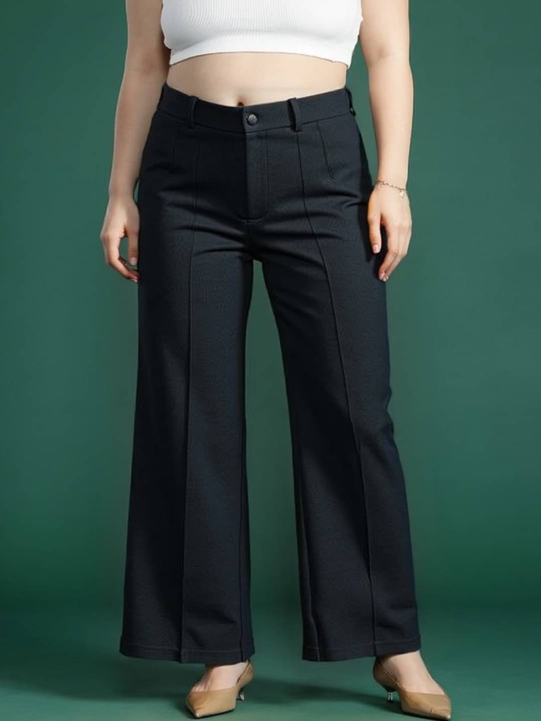     			MAYKR Women Lycra Casual Trousers ( Black )