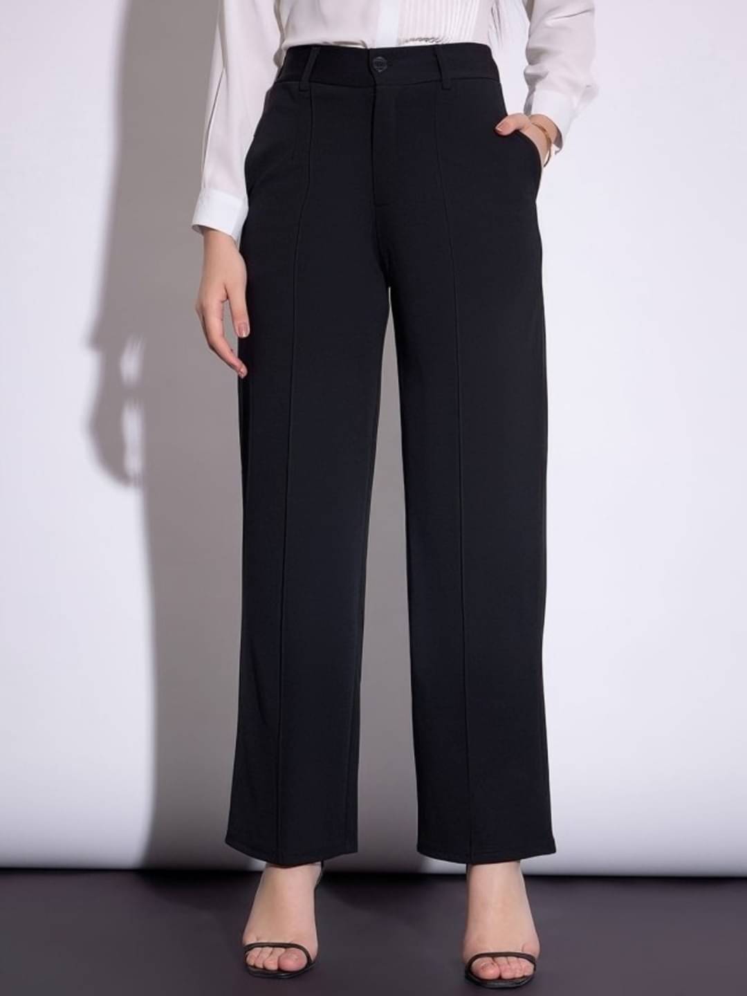     			MAYKR Women Lycra Casual Trousers ( Black )
