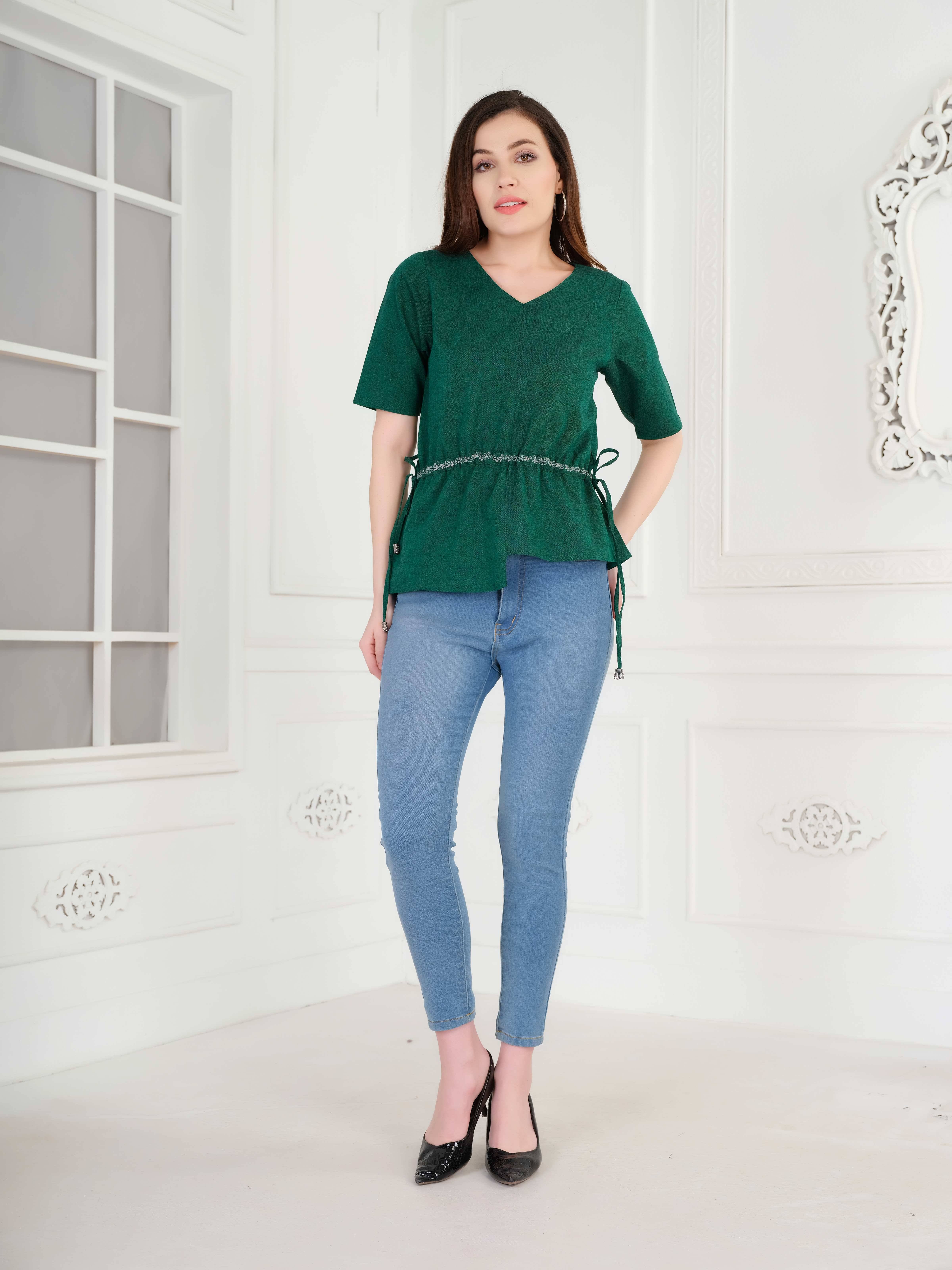     			Mantra Fashion Women's Cotton Regular Top ( Green )