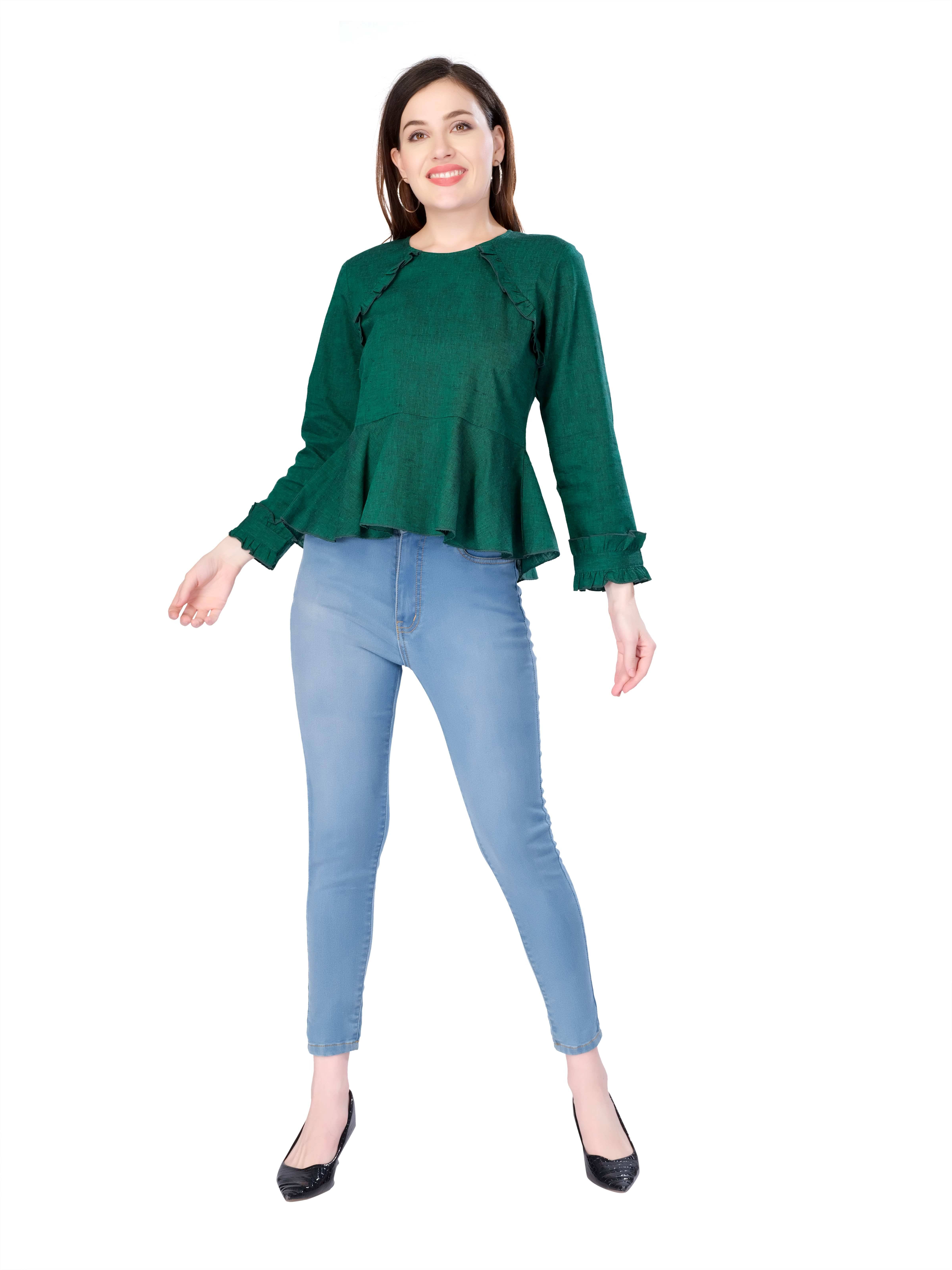     			Mantra Fashion Women's Cotton Regular Top ( Green )