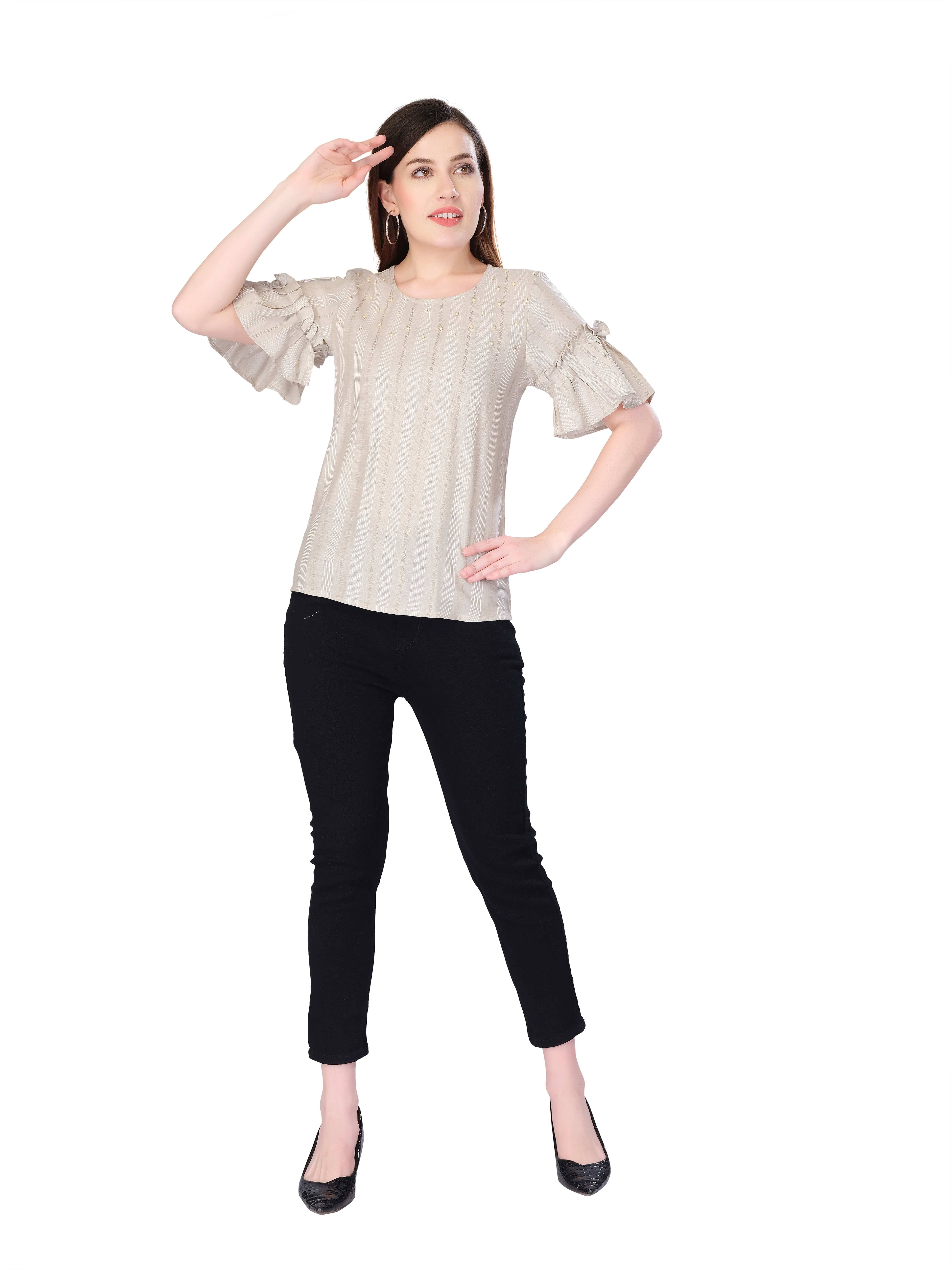 Mantra Fashion Women's Cotton Regular Top ( Beige )     			Mantra Fashion Women's Cotton Regular Top ( Beige )