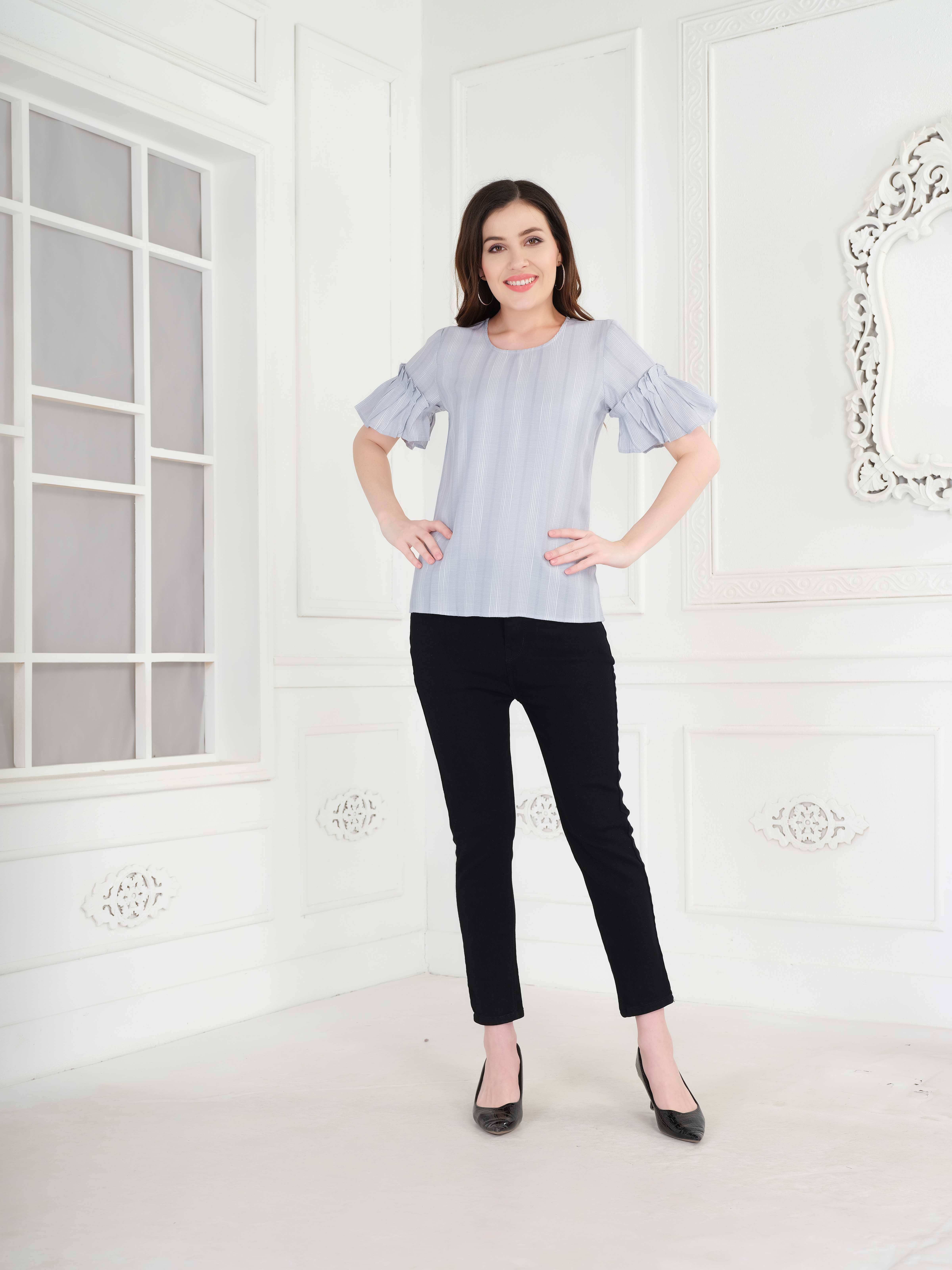     			Mantra Fashion Women's Cotton Regular Top ( Blue )