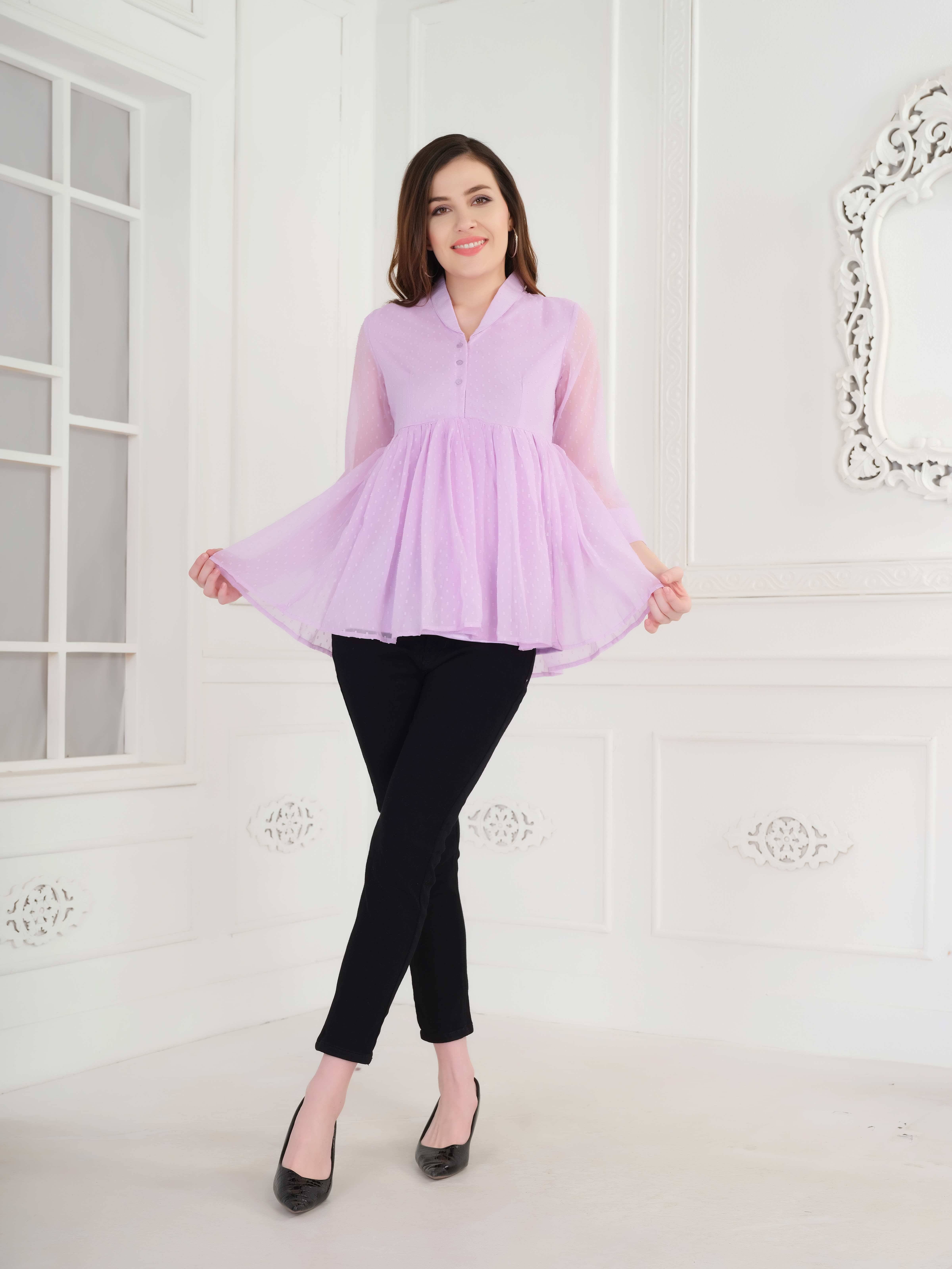 Mantra Fashion Women's Georgette Regular Top ( Lavender ) Mantra Fashion Women's Georgette Regular Top ( Lavender )
