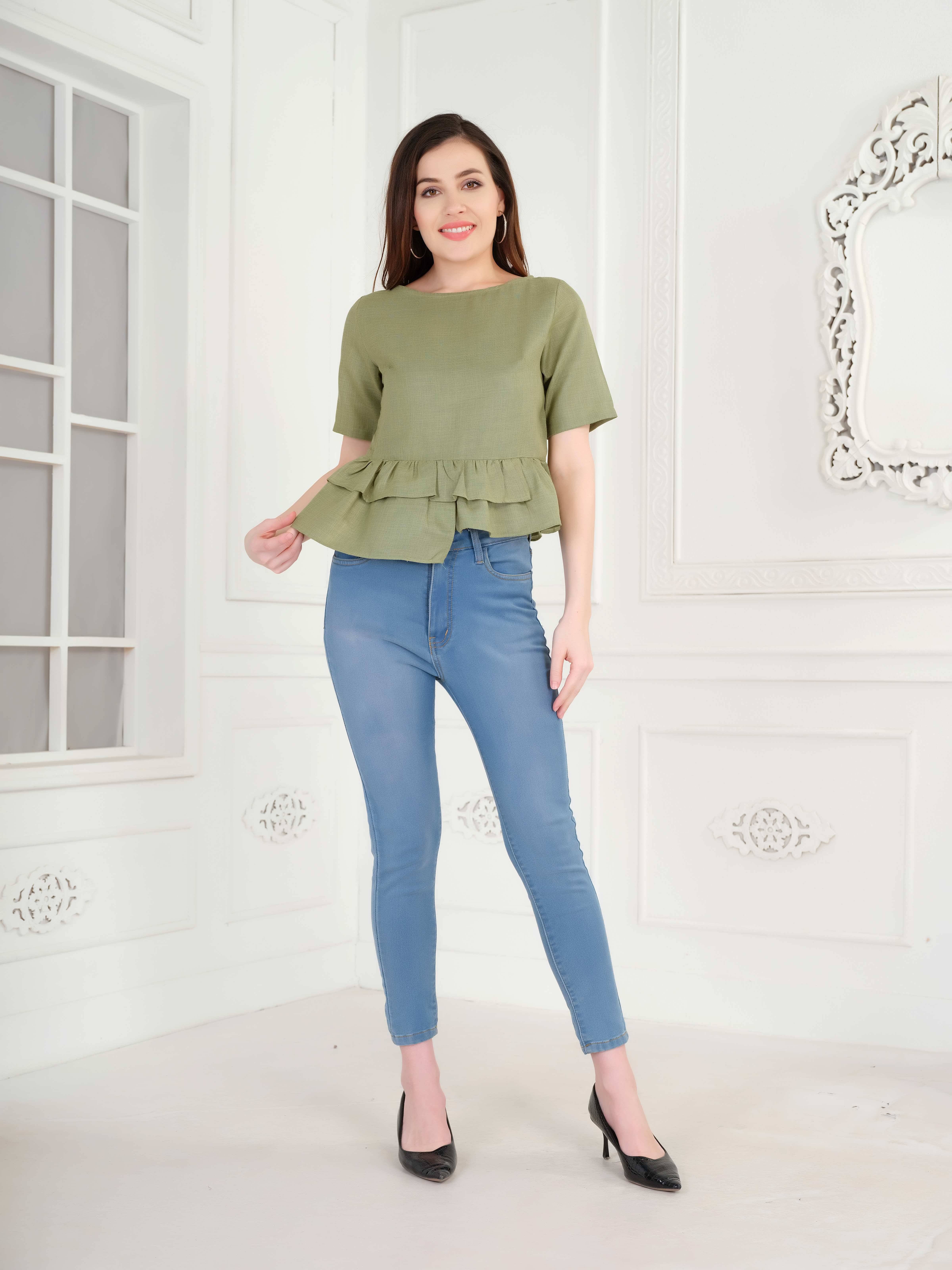 Mantra Fashion Women's Polyester Regular Top ( Green ) Mantra Fashion Women's Polyester Regular Top ( Green )