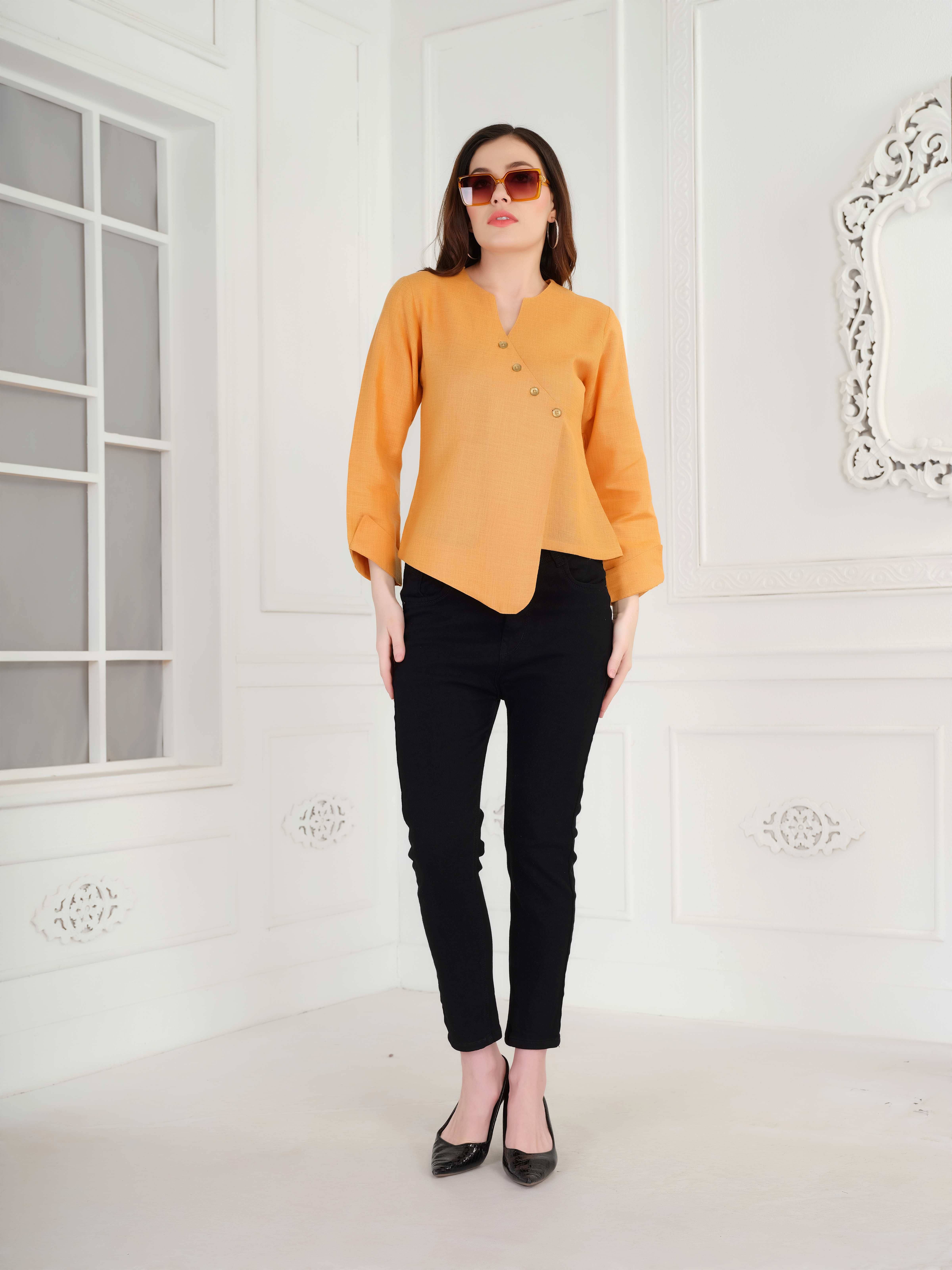 Mantra Fashion Women's Polyester Regular Top ( Orange )