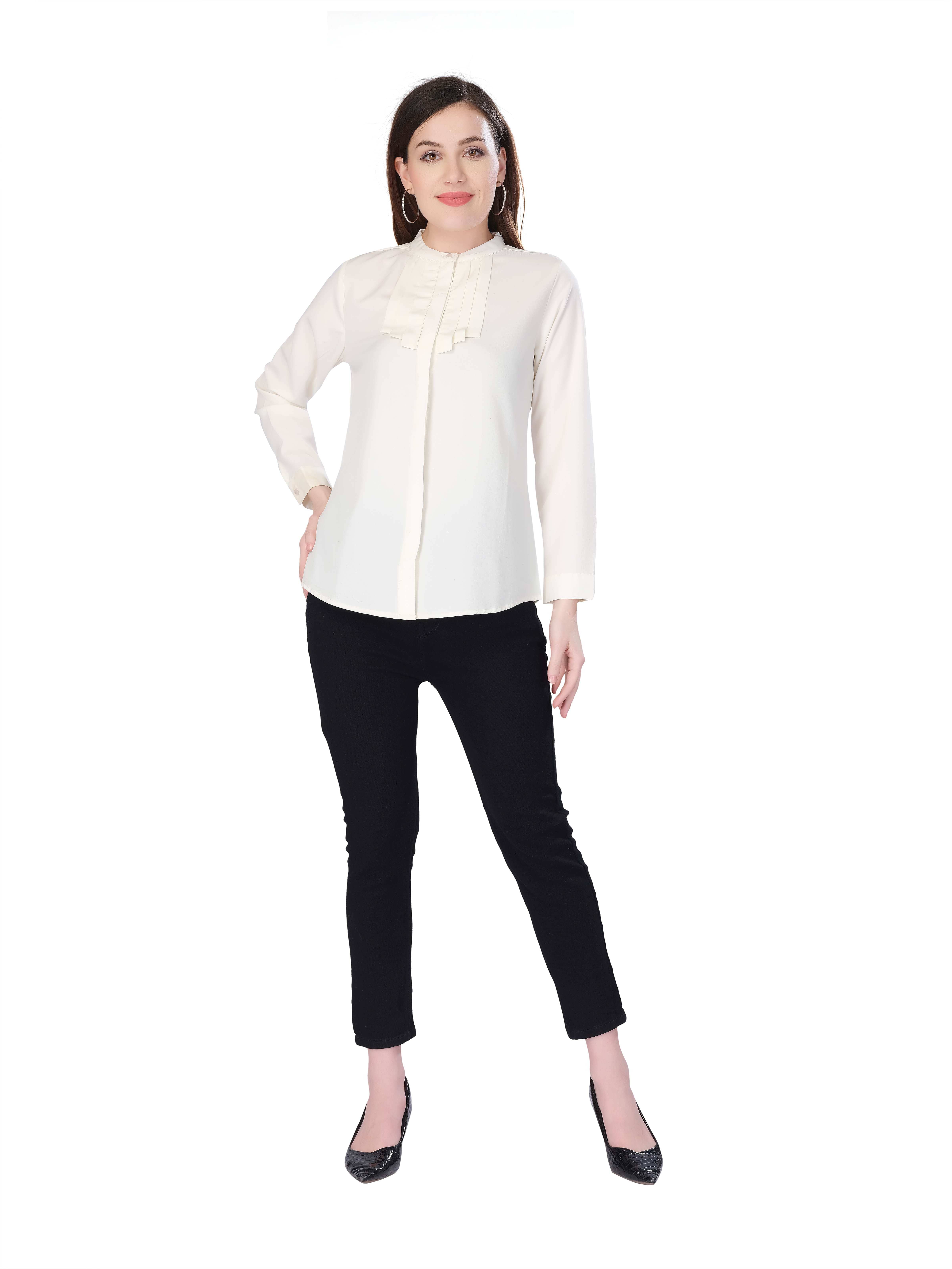 Mantra Fashion Women's Polyester Regular Top ( White )