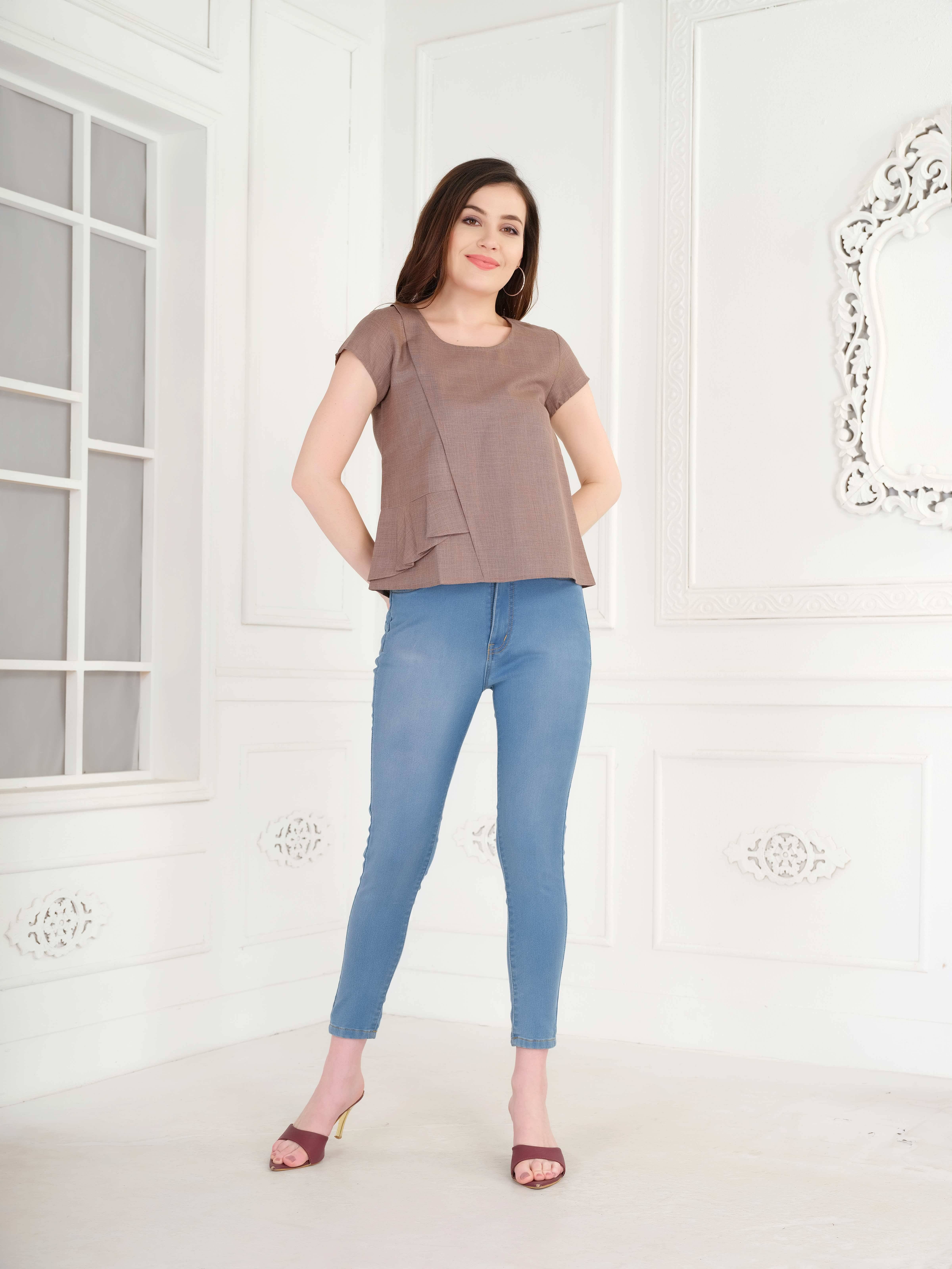     			Mantra Fashion Women's Polyester Regular Top ( Beige )
