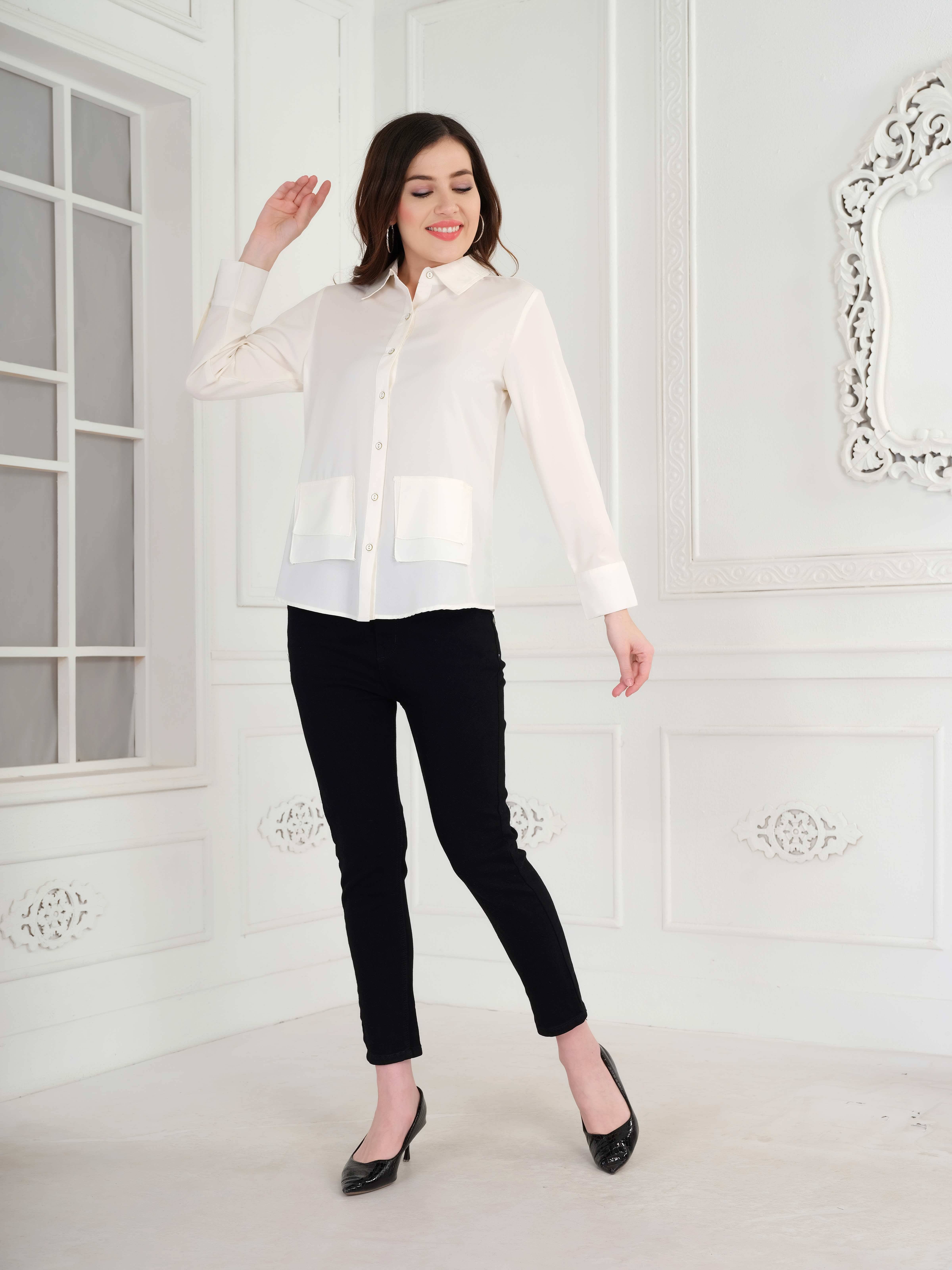 Mantra Fashion Women's Polyester Regular Top ( White )     			Mantra Fashion Women's Polyester Regular Top ( White )