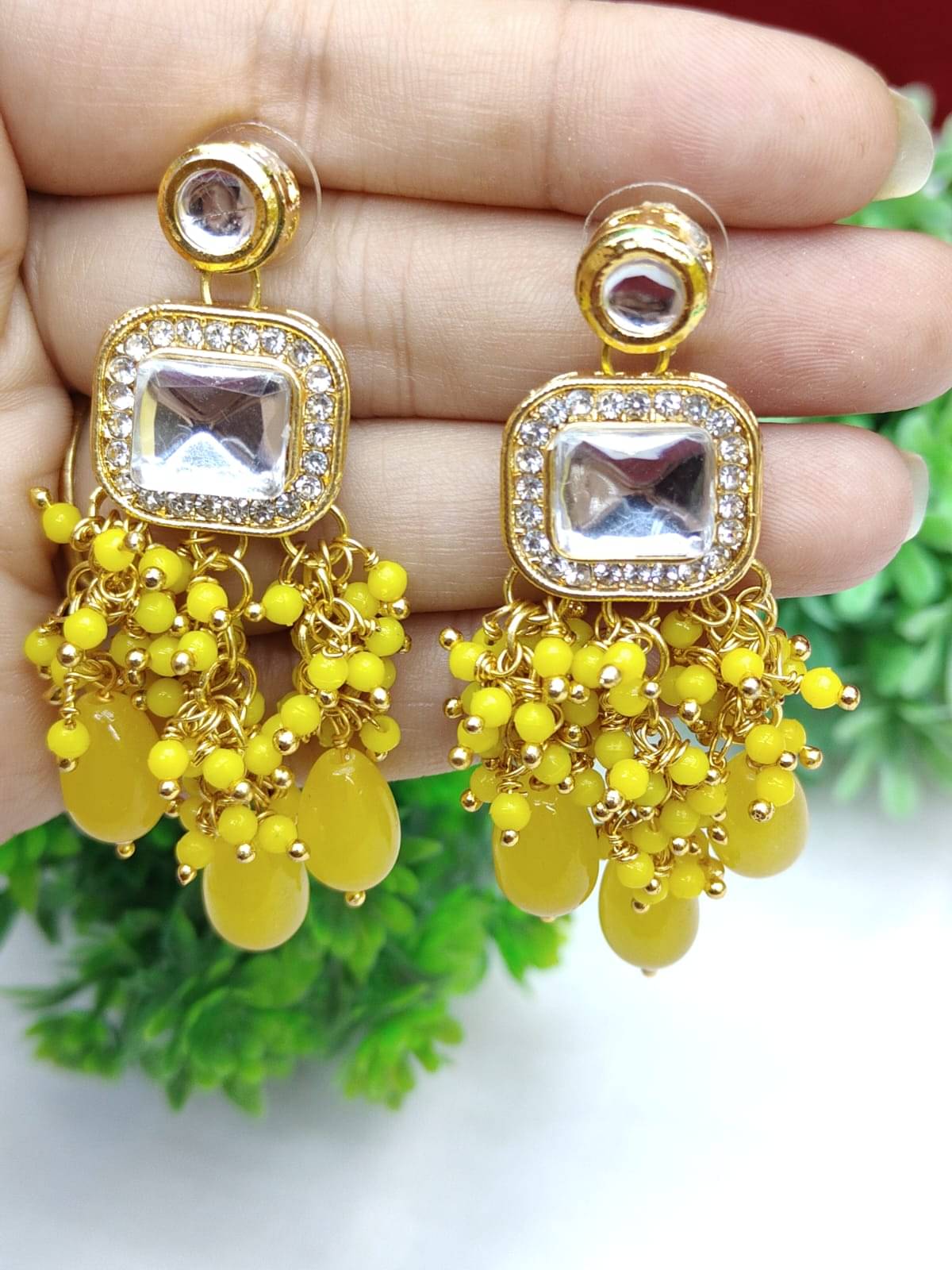     			NITASHA CREATIONS7 Yellow Drop Earrings ( Pack of 1 )
