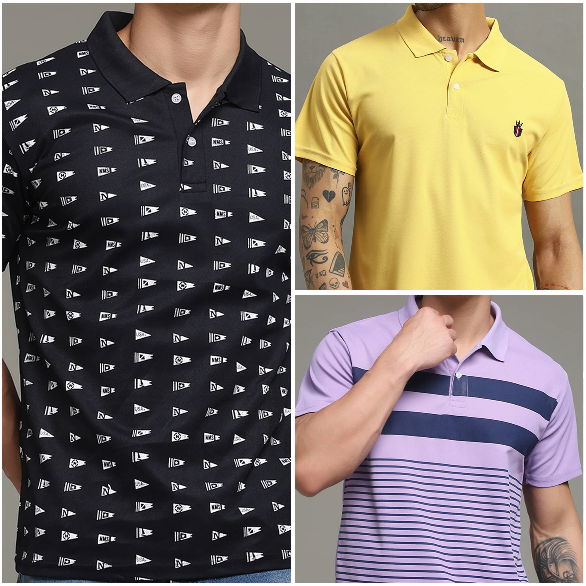     			Nins Moda Men Cotton Blend Regular Fit Printed Polo T Shirt ( Black )