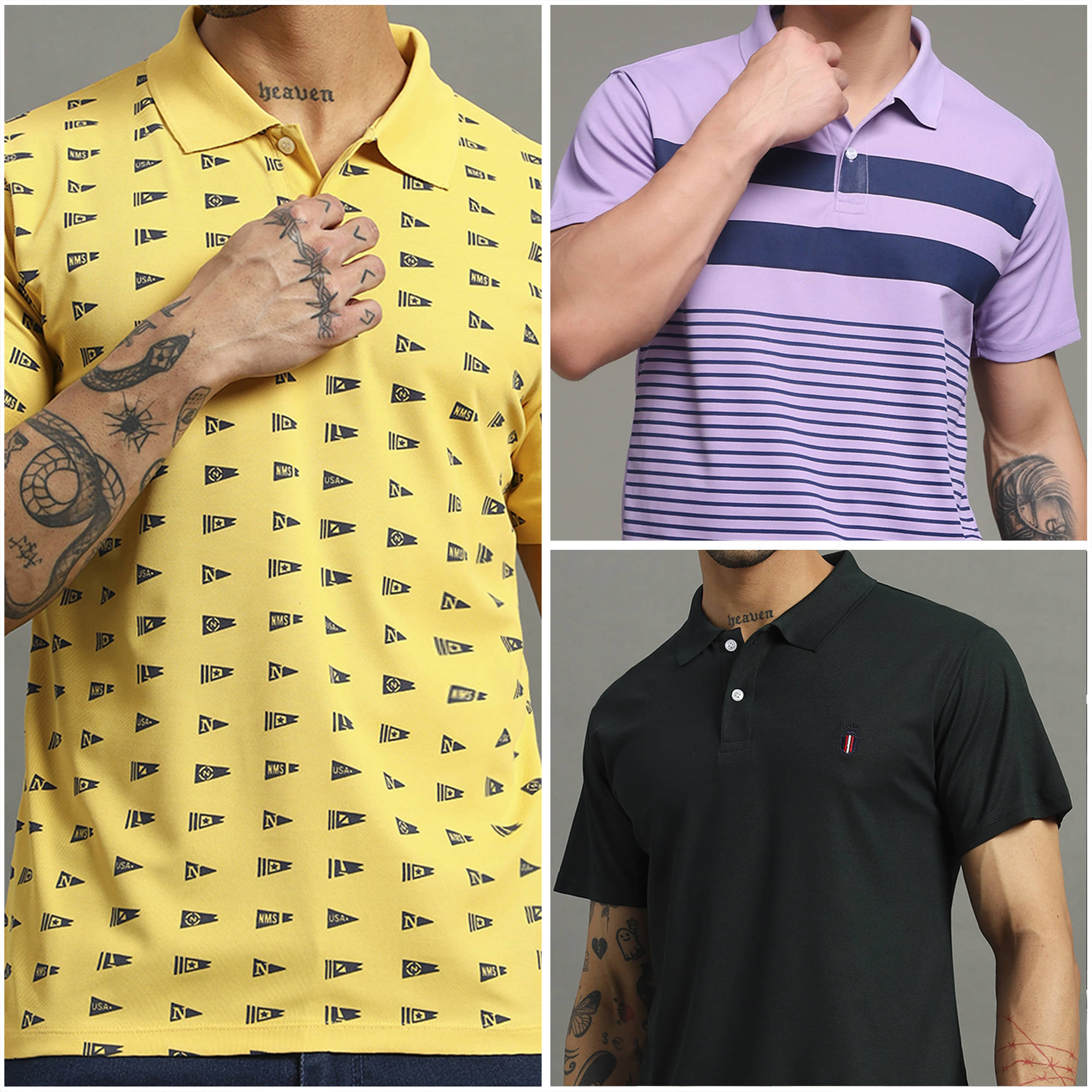     			Nins Moda Men Cotton Blend Regular Fit Printed Polo T Shirt ( Mustard )